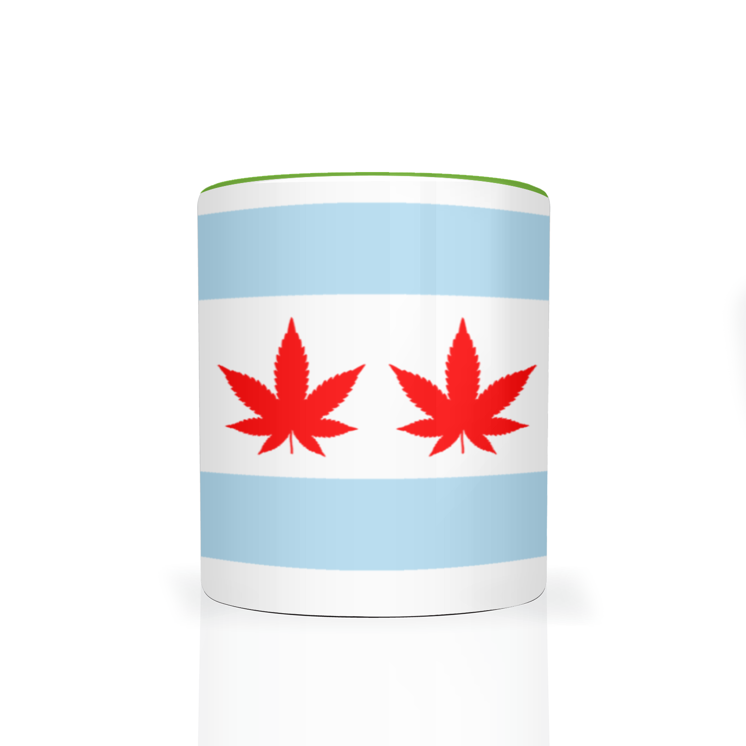 Chicago Flag Four Pot Leaf 11oz 2 Tone Mug