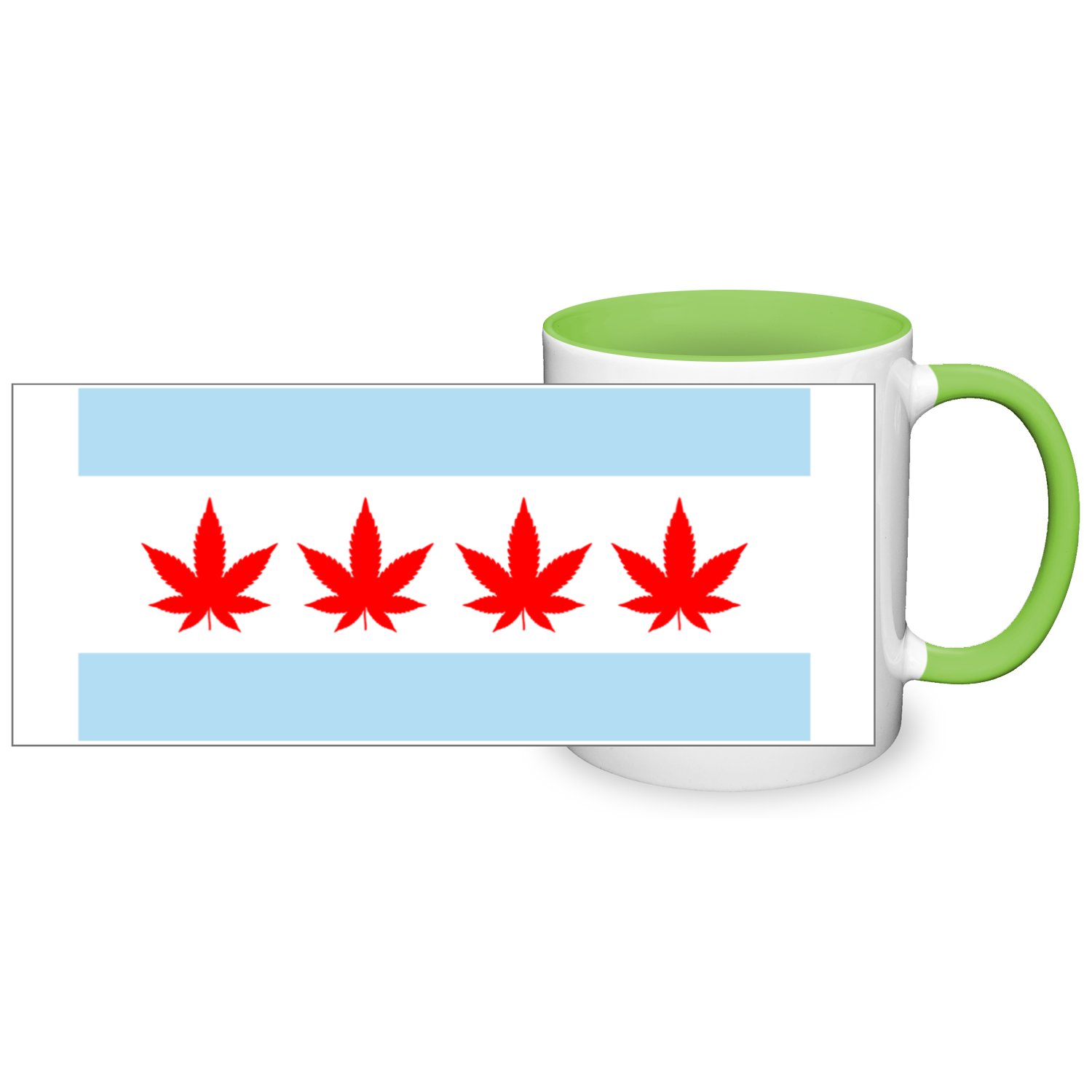 Chicago Flag Four Pot Leaf 11oz 2 Tone Mug
