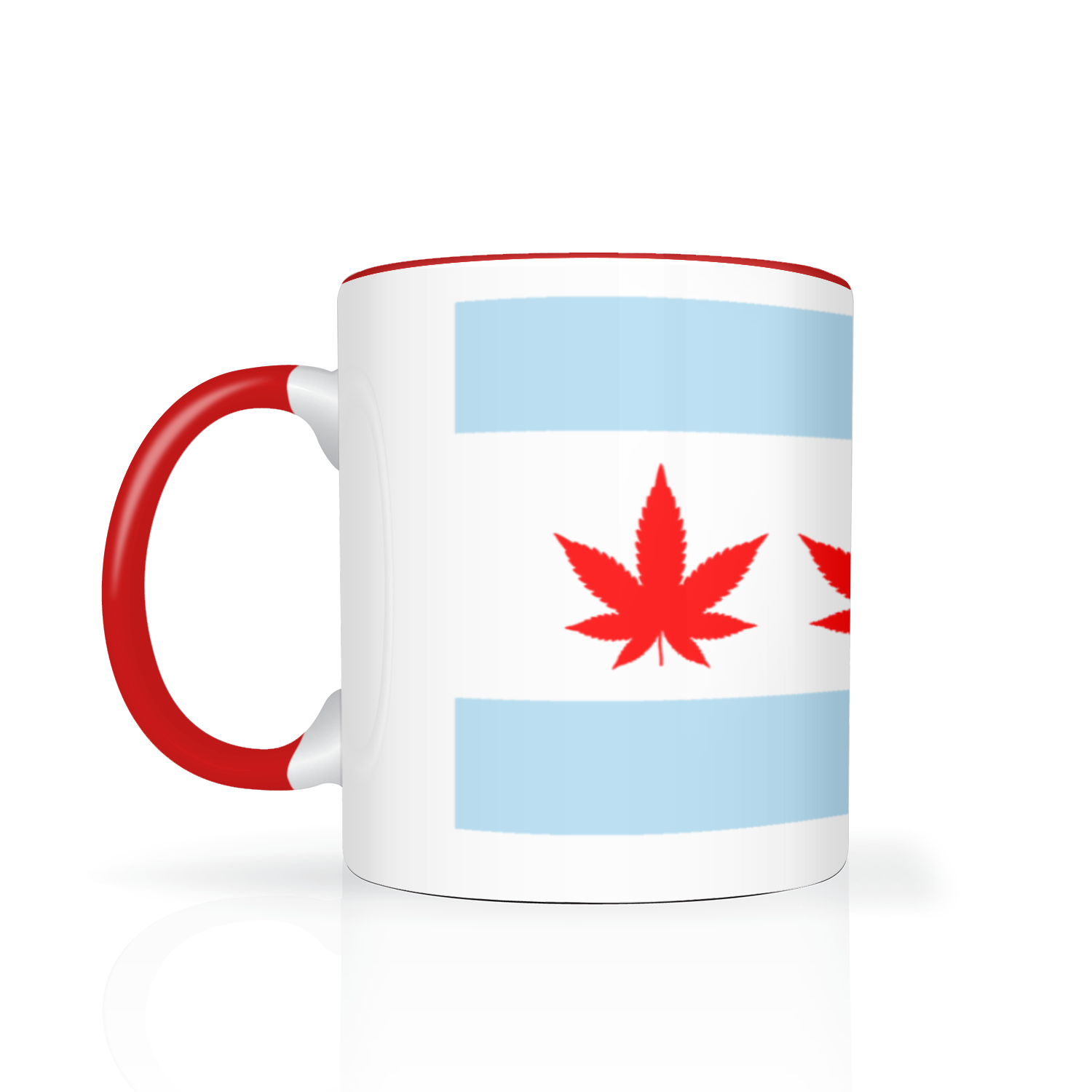 Chicago Flag Four Pot Leaf 11oz 2 Tone Mug