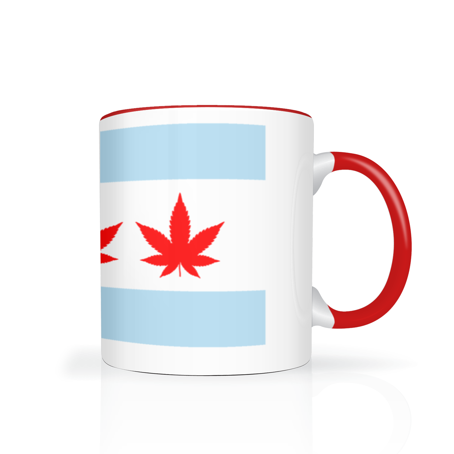 Chicago Flag Four Pot Leaf 11oz 2 Tone Mug