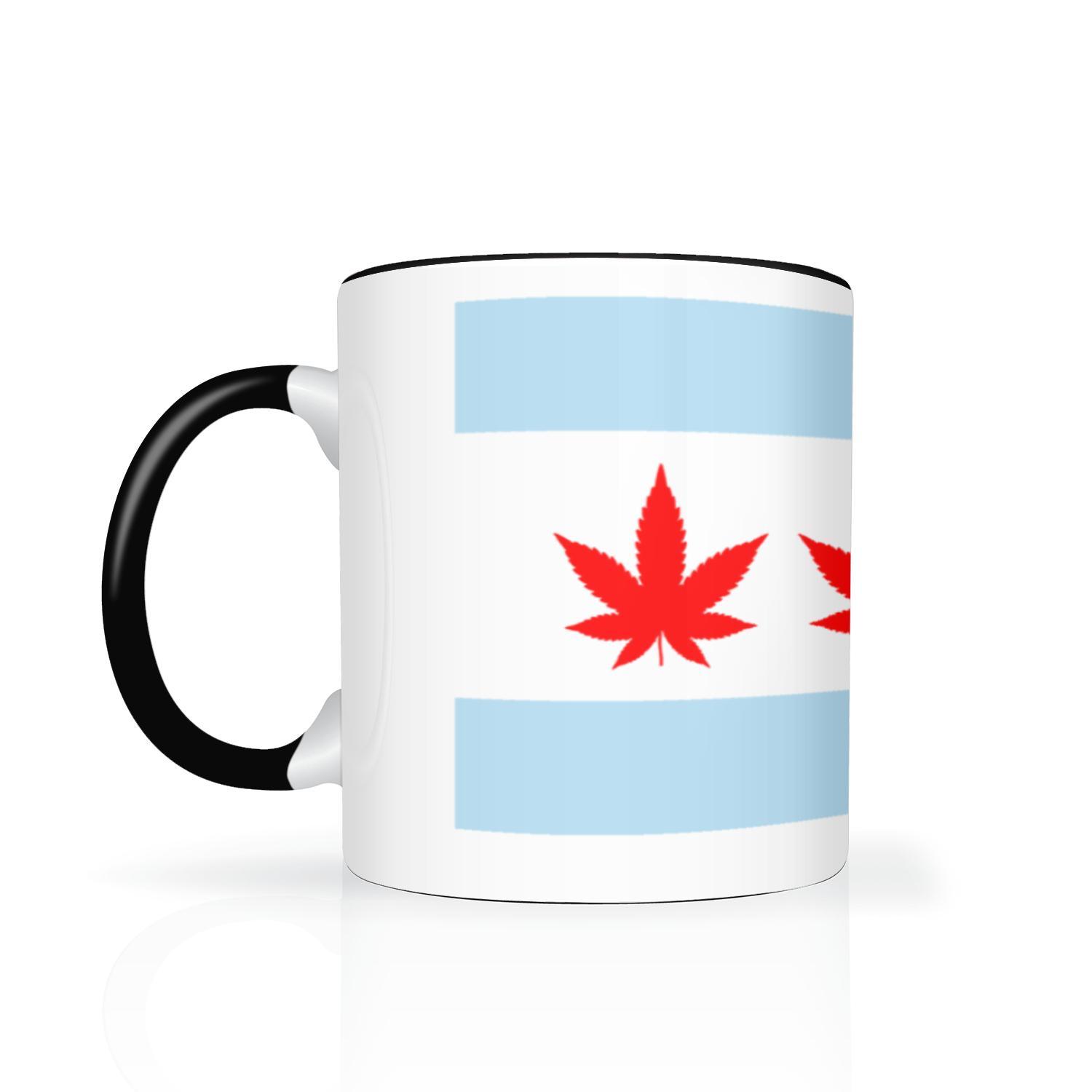 Chicago Flag Four Pot Leaf 11oz 2 Tone Mug