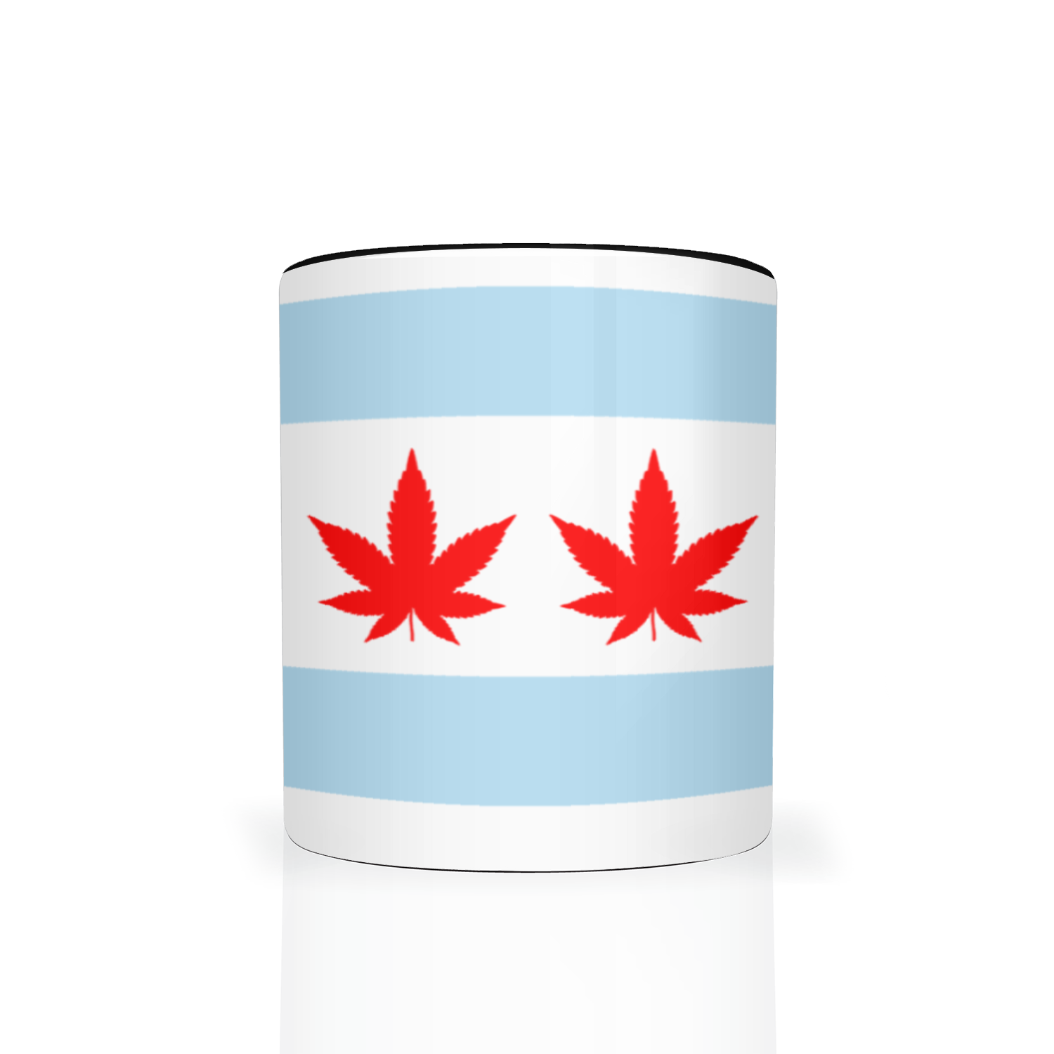 Chicago Flag Four Pot Leaf 11oz 2 Tone Mug