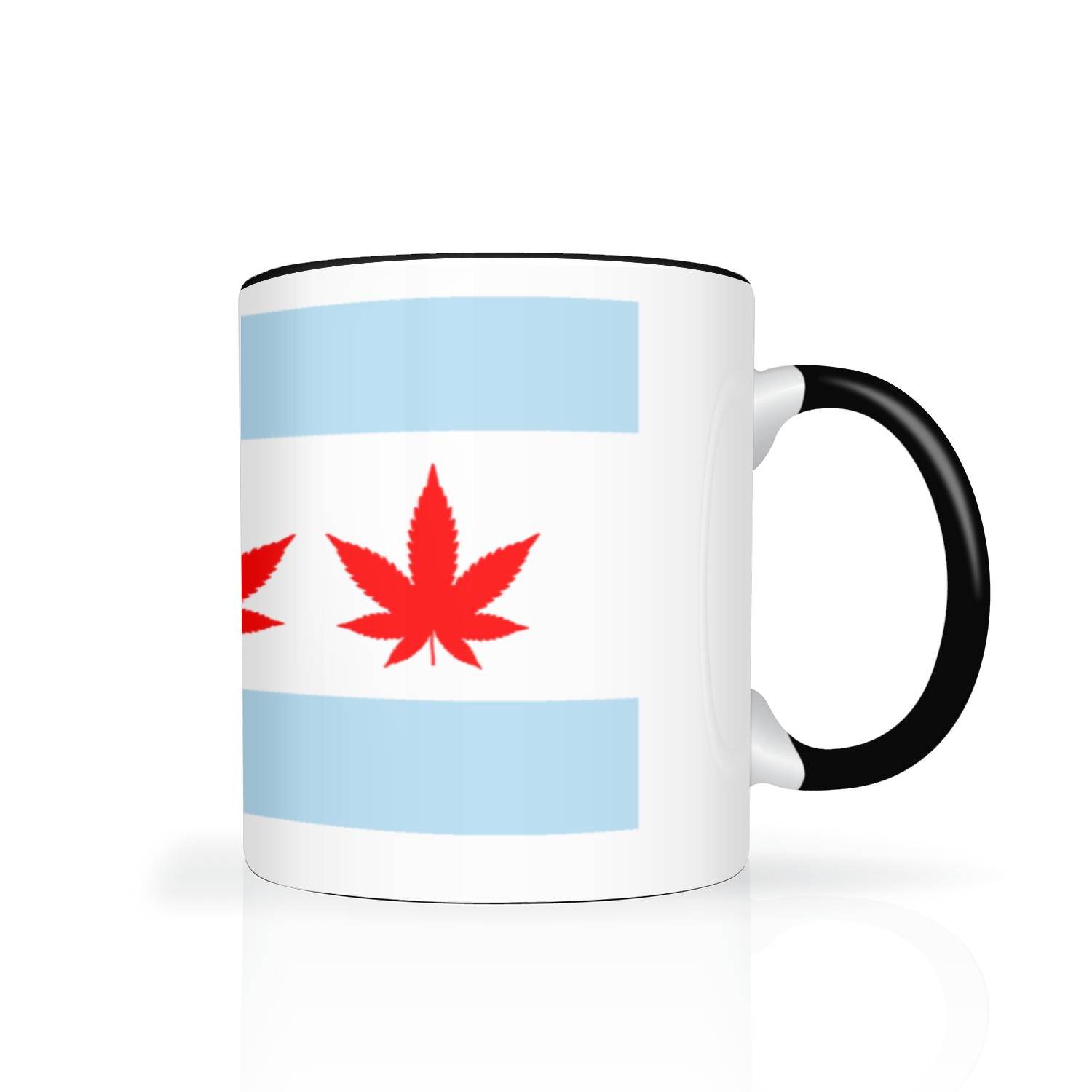 Chicago Flag Four Pot Leaf 11oz 2 Tone Mug