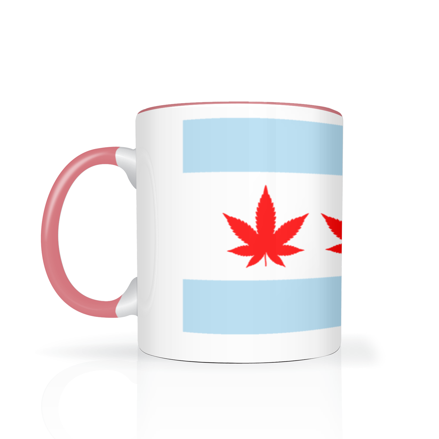 Chicago Flag Four Pot Leaf 11oz 2 Tone Mug