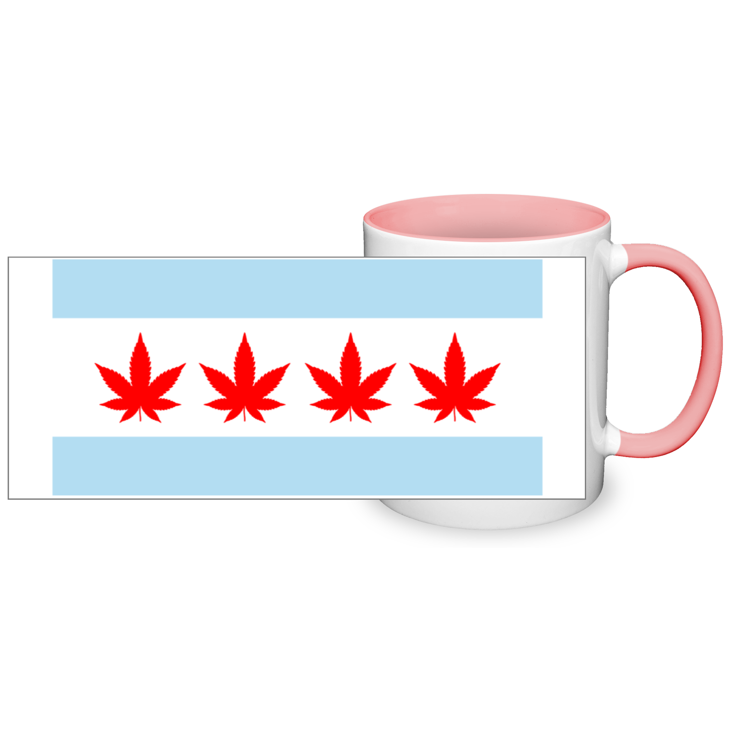Chicago Flag Four Pot Leaf 11oz 2 Tone Mug