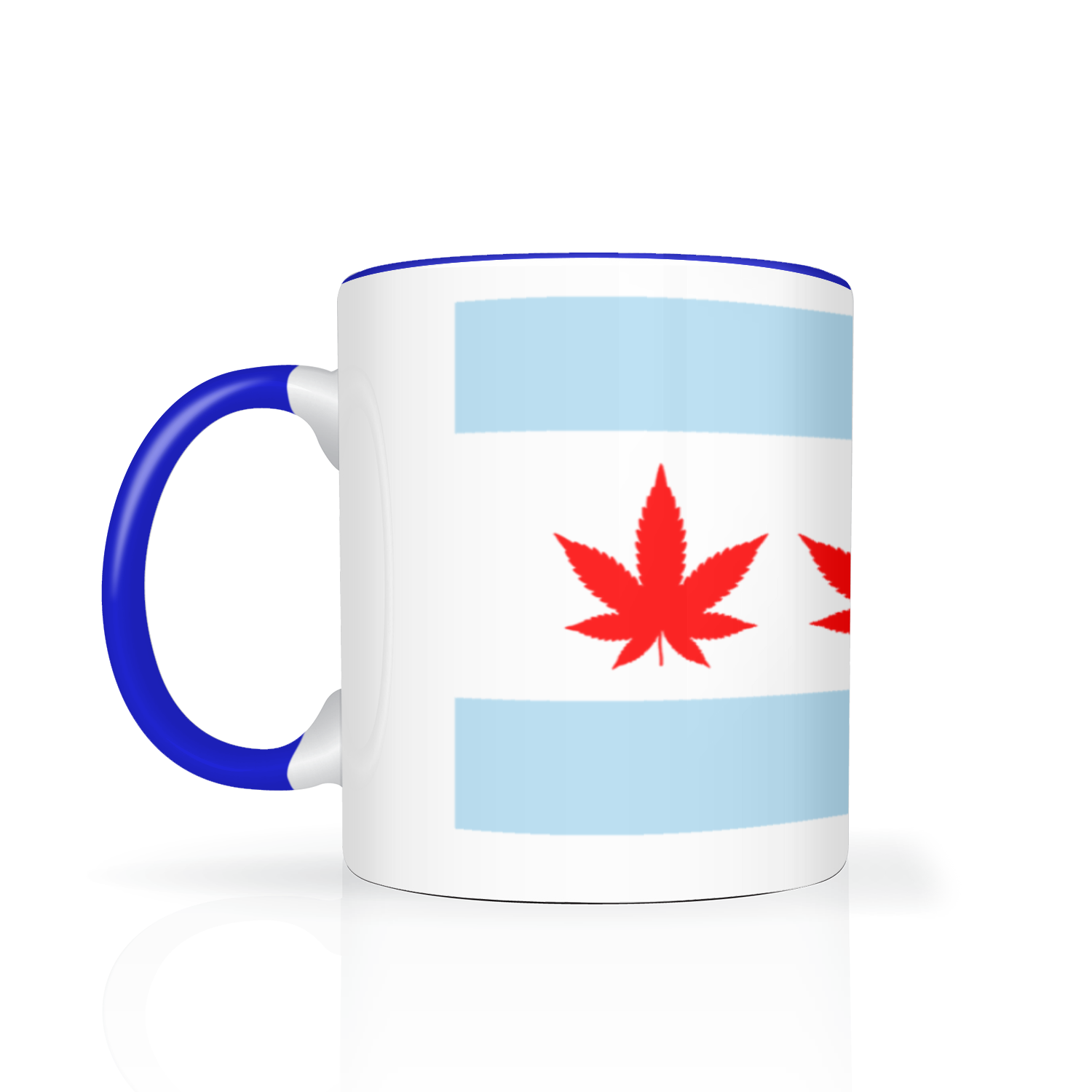 Chicago Flag Four Pot Leaf 11oz 2 Tone Mug