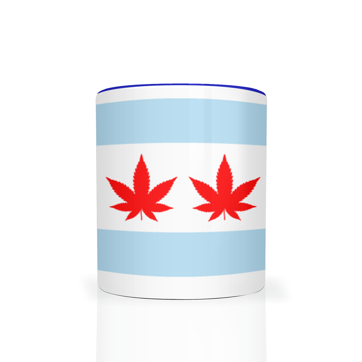 Chicago Flag Four Pot Leaf 11oz 2 Tone Mug
