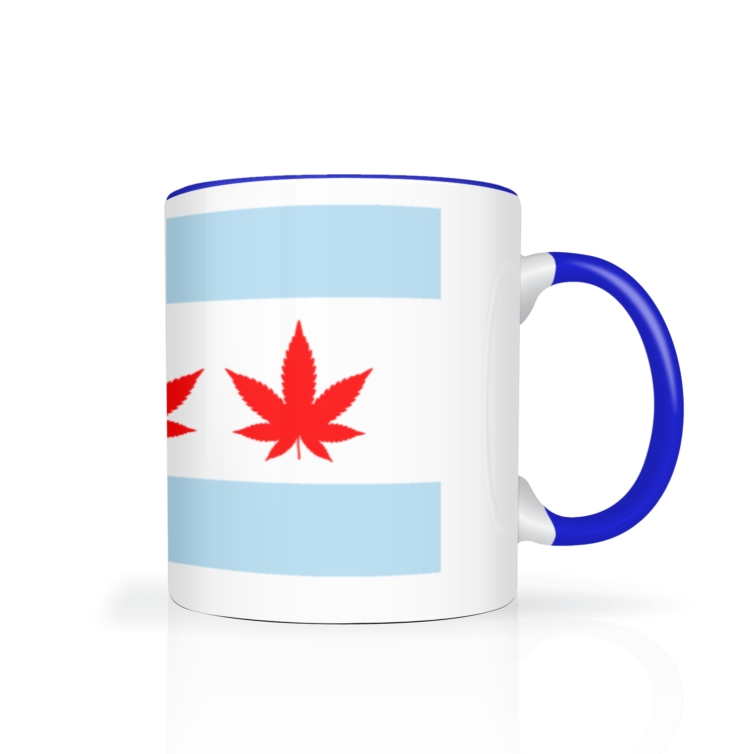 Chicago Flag Four Pot Leaf 11oz 2 Tone Mug