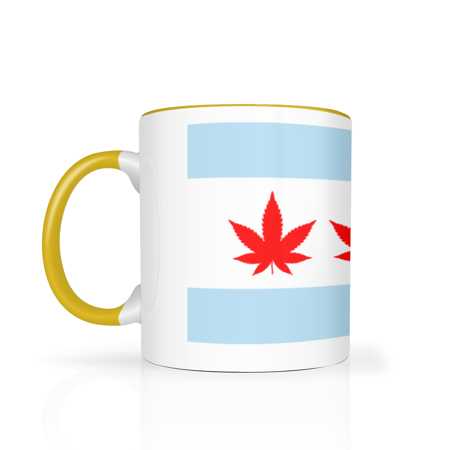 Chicago Flag Four Pot Leaf 11oz 2 Tone Mug