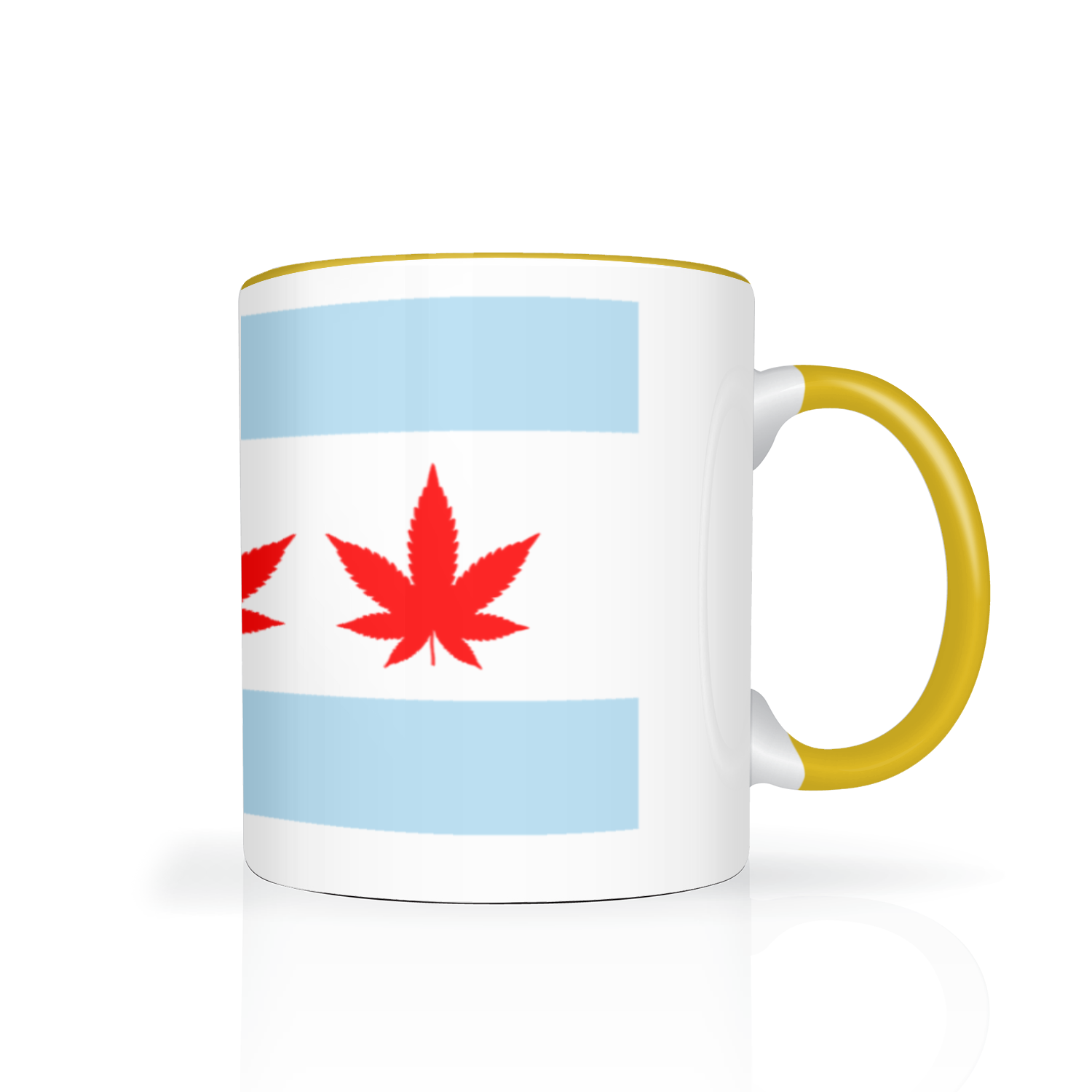 Chicago Flag Four Pot Leaf 11oz 2 Tone Mug