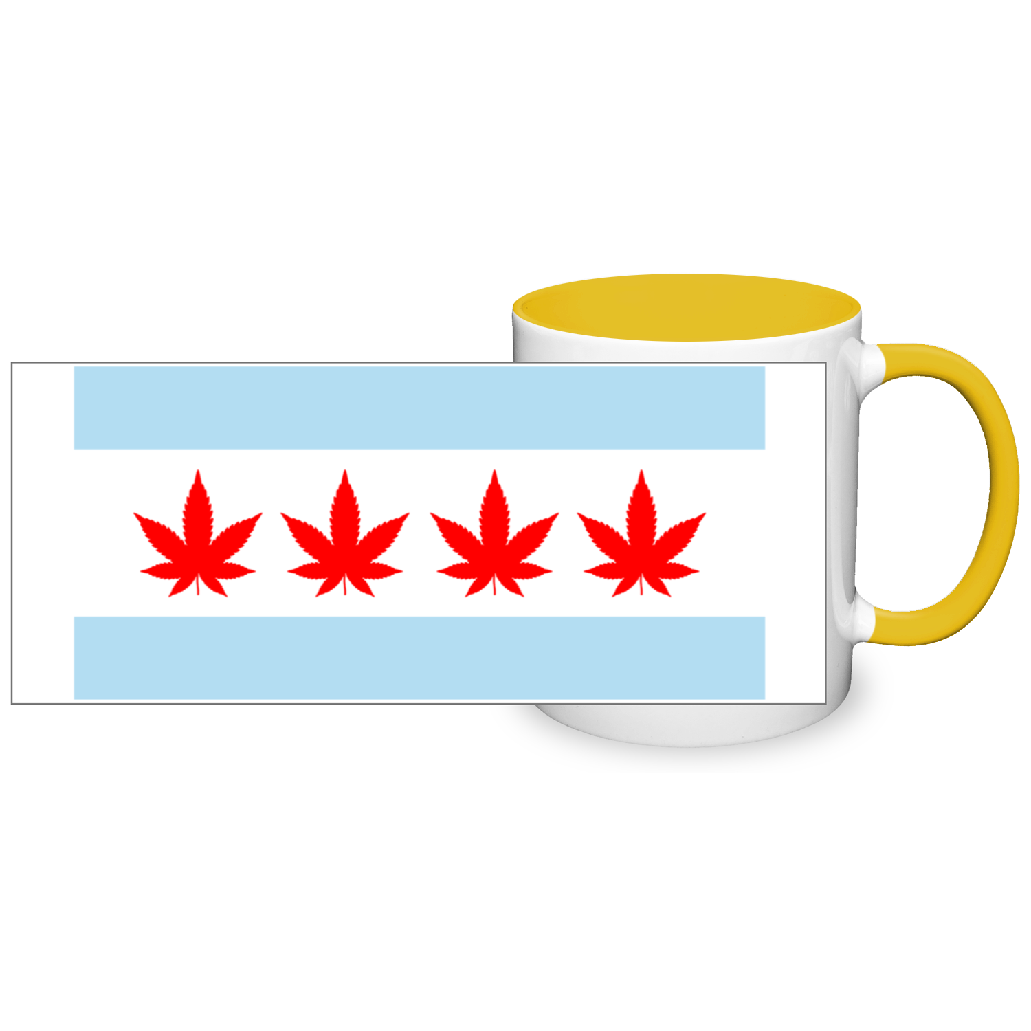 Chicago Flag Four Pot Leaf 11oz 2 Tone Mug