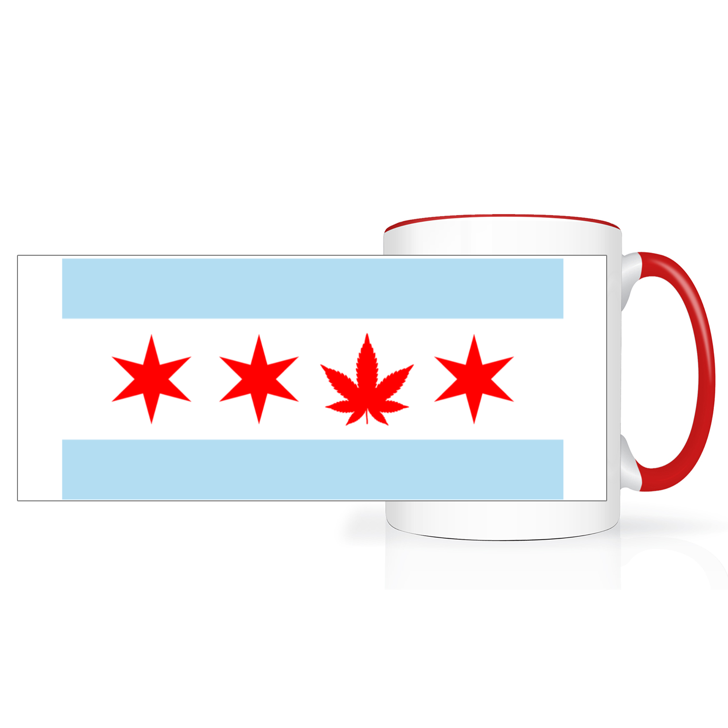 Chicago Flag Single Pot Leaf 2 Tone 15oz Mug