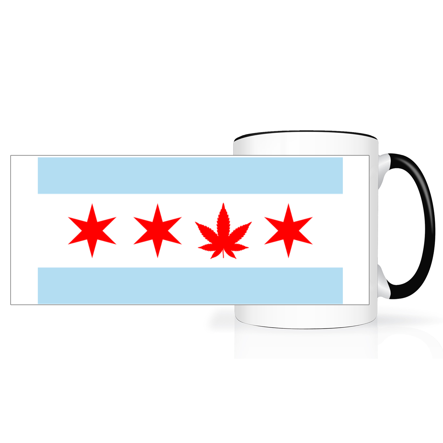 Chicago Flag Single Pot Leaf 2 Tone 15oz Mug