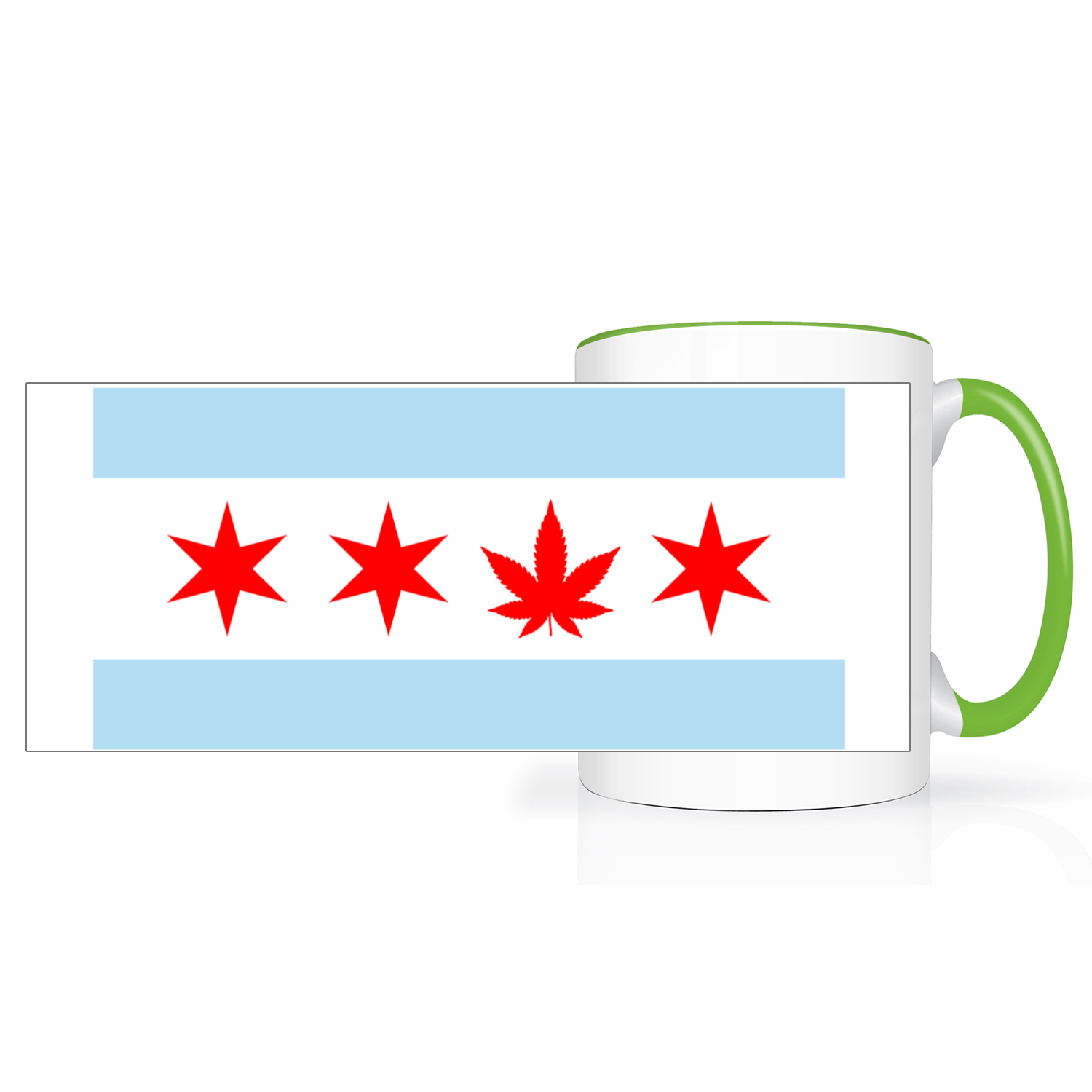 Chicago Flag Single Pot Leaf 2 Tone 15oz Mug