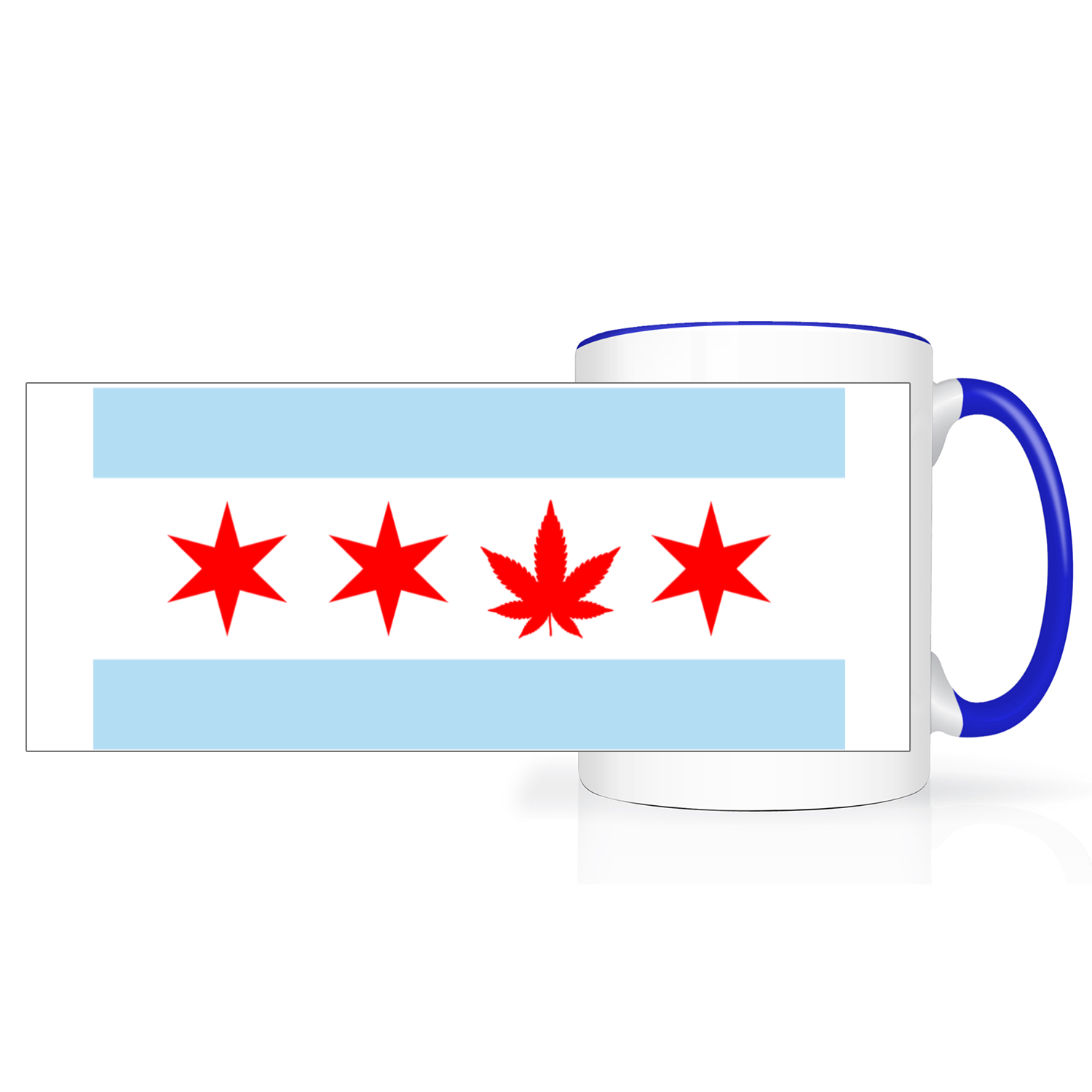 Chicago Flag Single Pot Leaf 2 Tone 15oz Mug