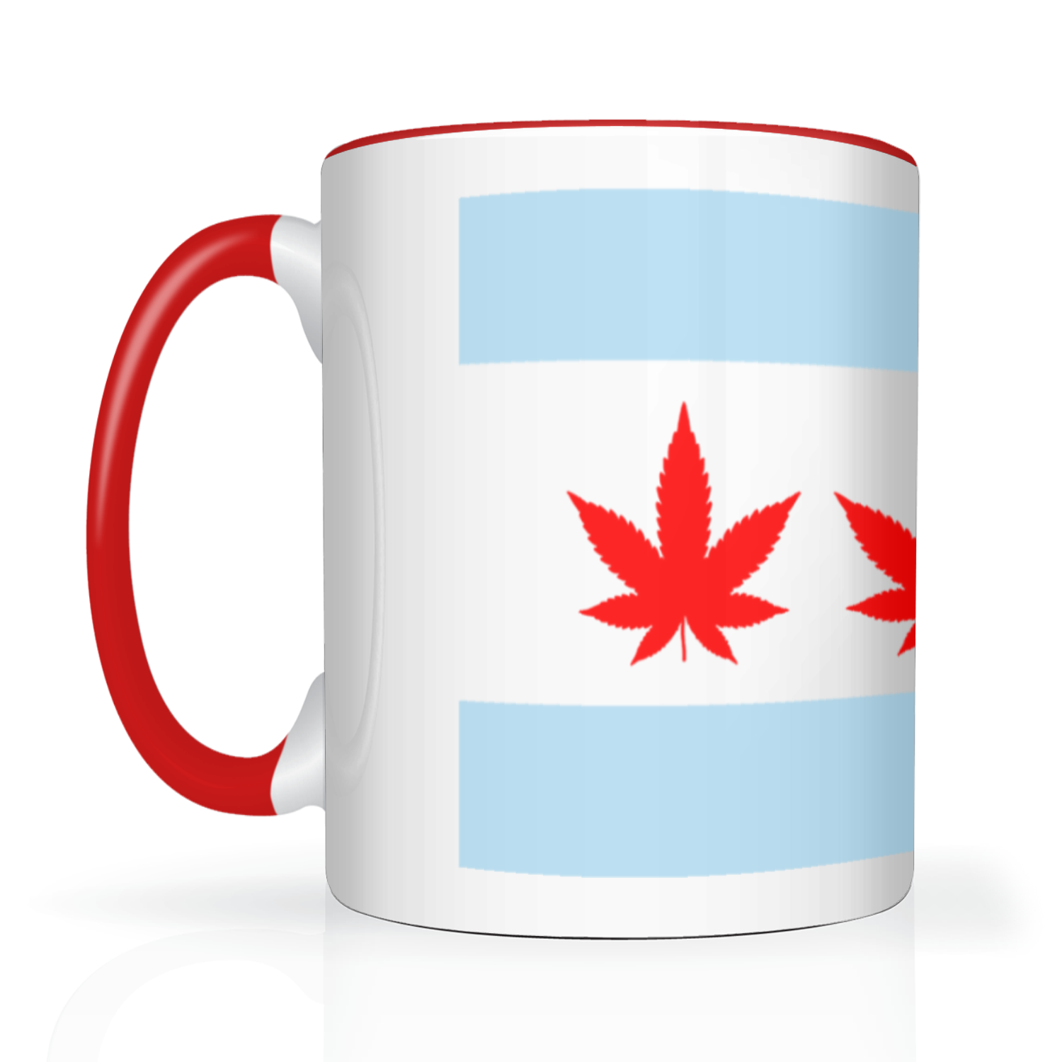 Chicago Flag Four Pot Leaf 2 Tone 15oz Mug