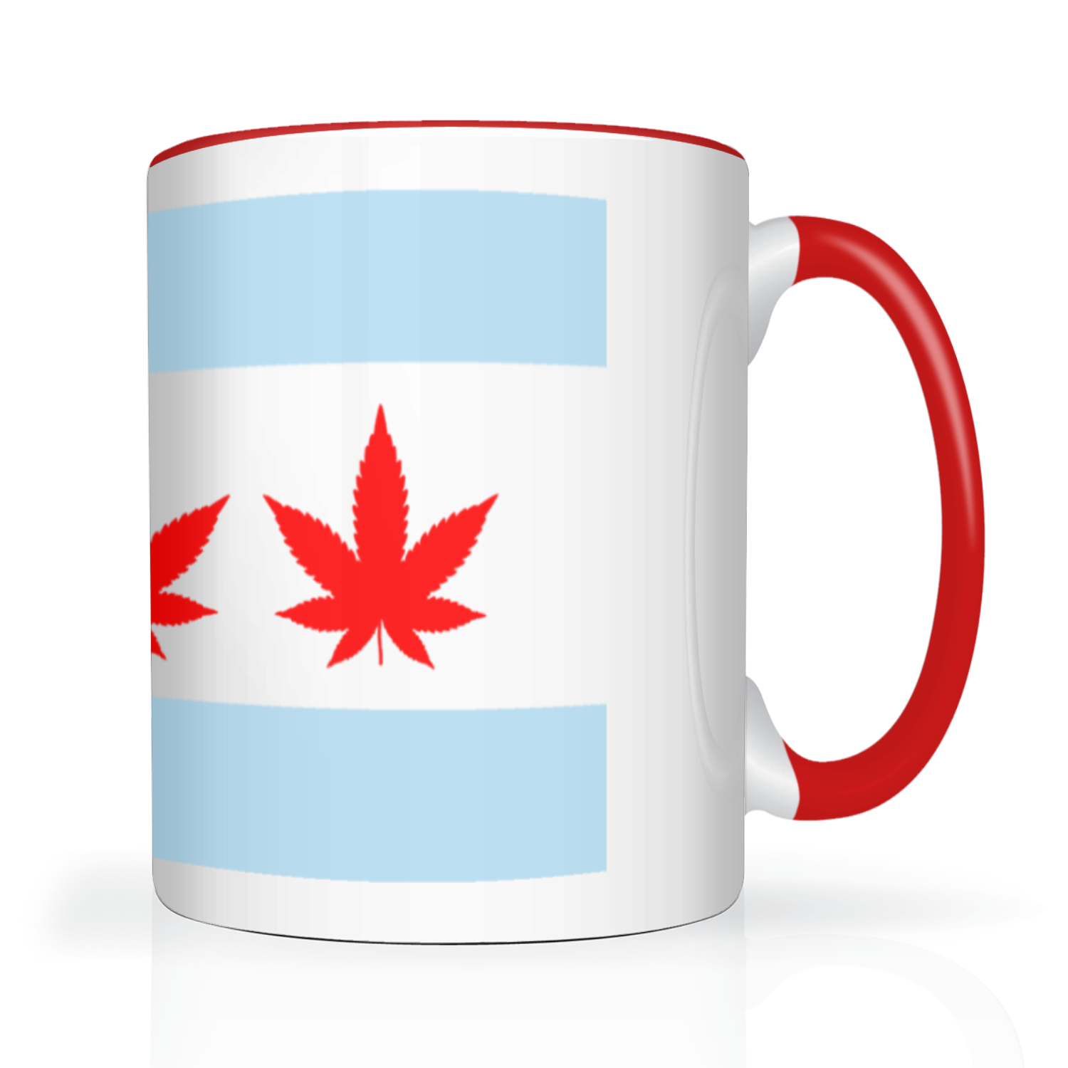 Chicago Flag Four Pot Leaf 2 Tone 15oz Mug