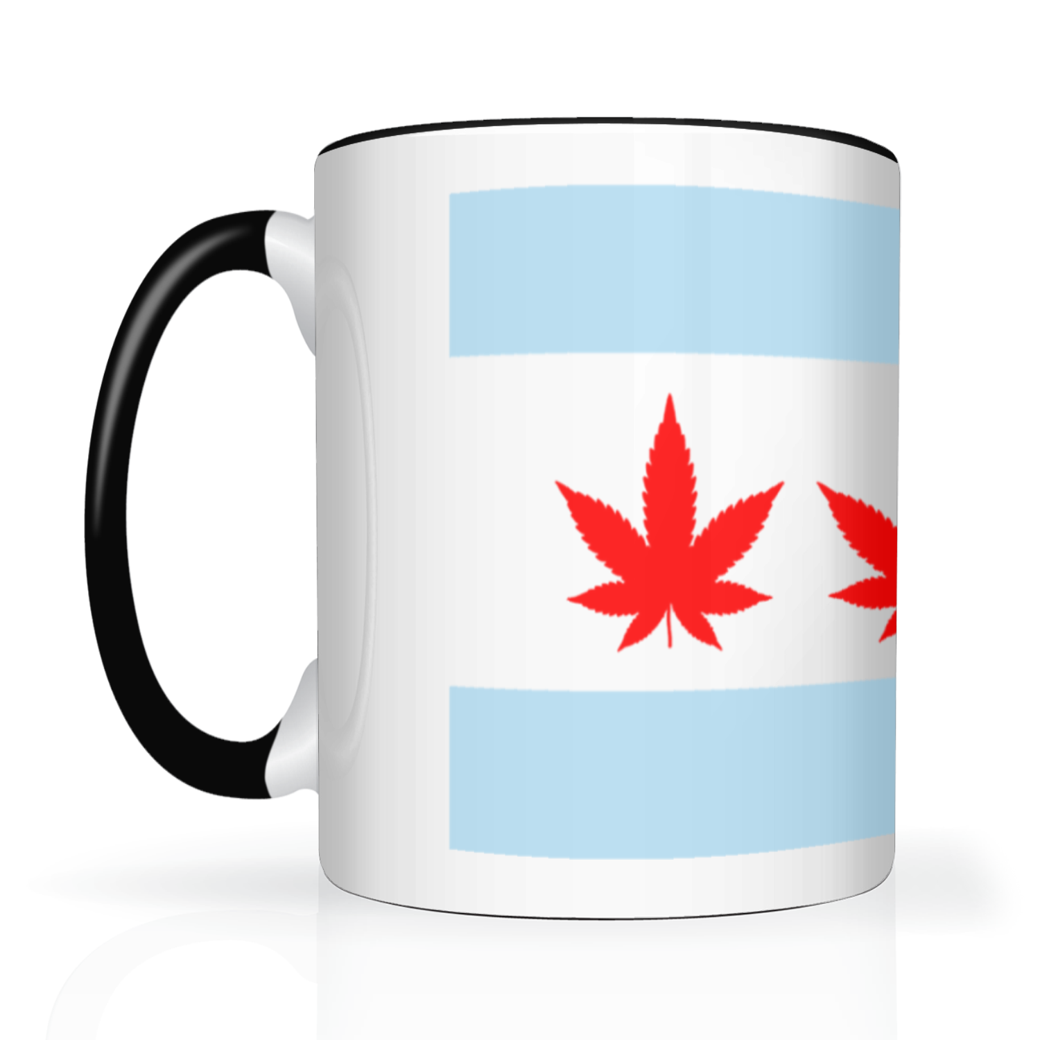 Chicago Flag Four Pot Leaf 2 Tone 15oz Mug