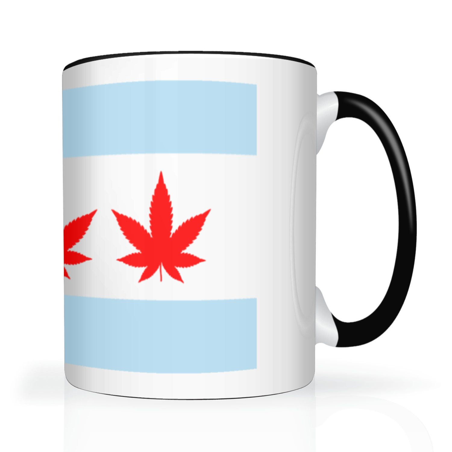 Chicago Flag Four Pot Leaf 2 Tone 15oz Mug