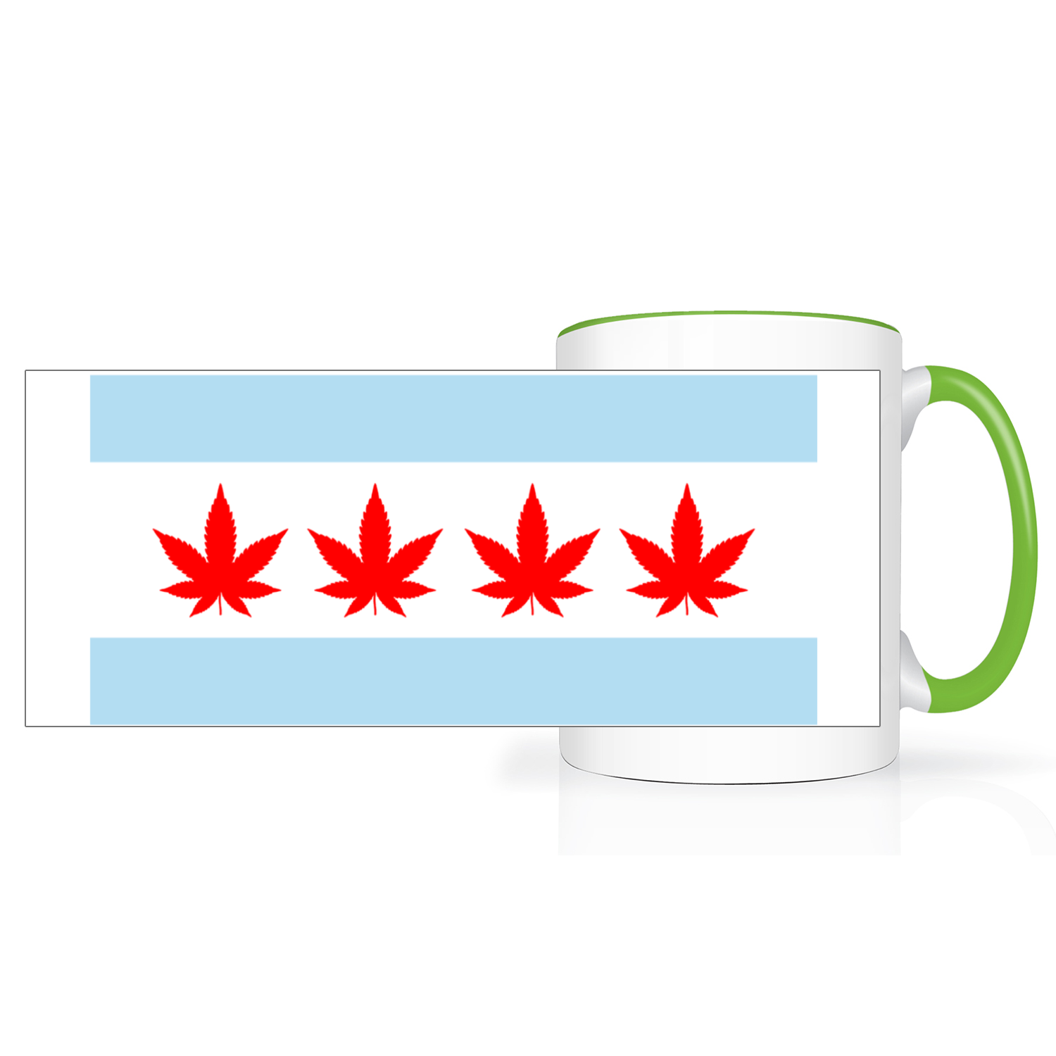 Chicago Flag Four Pot Leaf 2 Tone 15oz Mug
