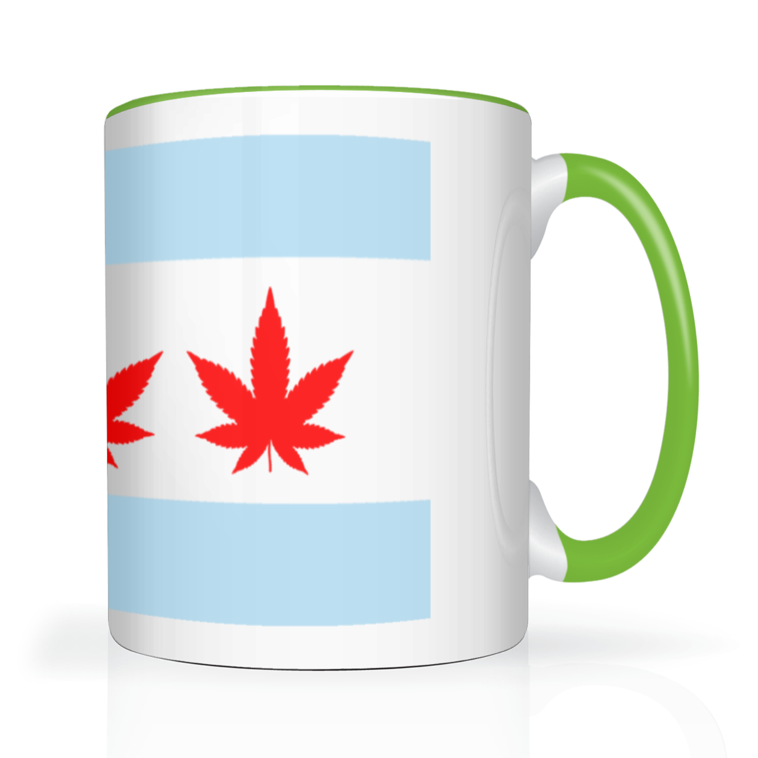 Chicago Flag Four Pot Leaf 2 Tone 15oz Mug