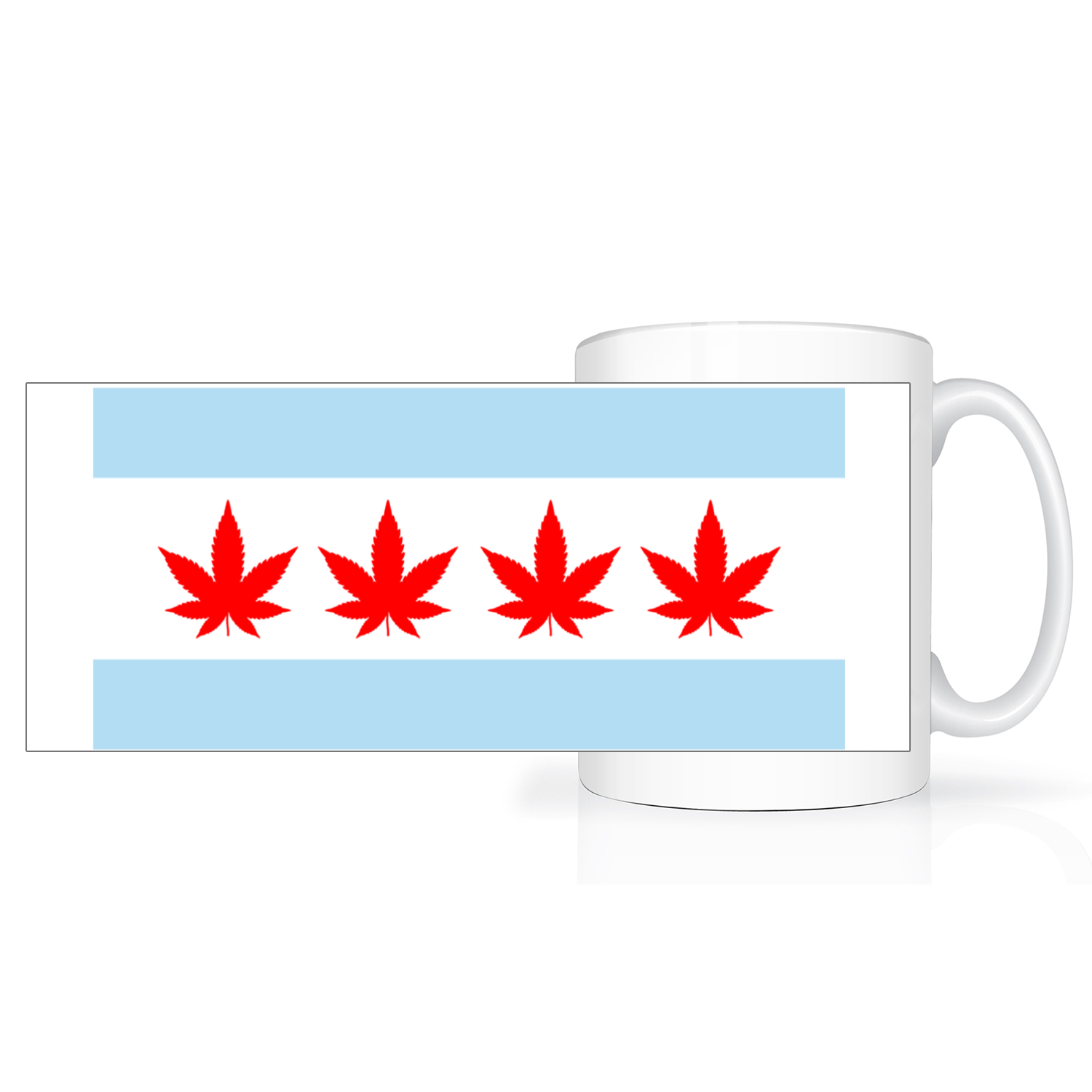 Chicago Flag Four Pot Leaf 2 Tone 15oz Mug