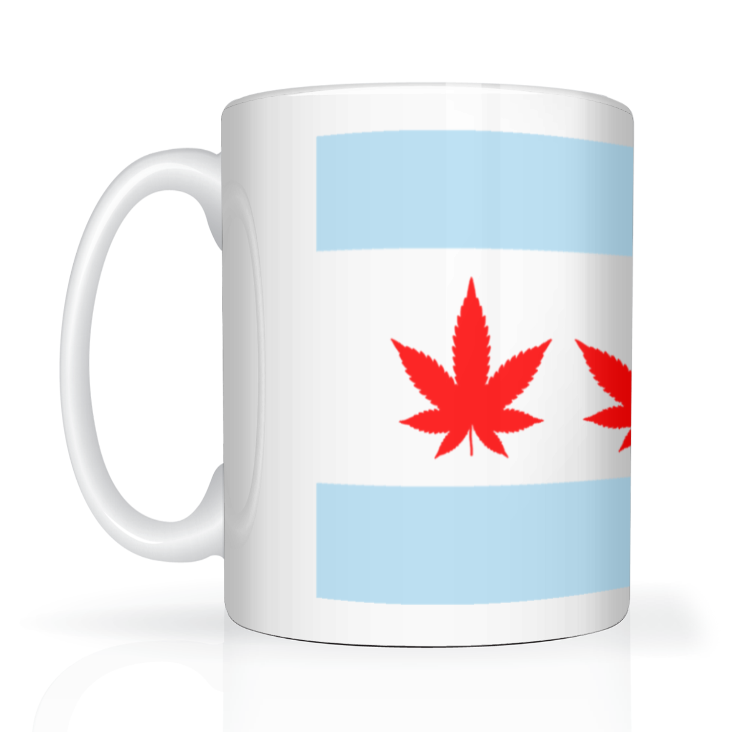 Chicago Flag Four Pot Leaf 2 Tone 15oz Mug