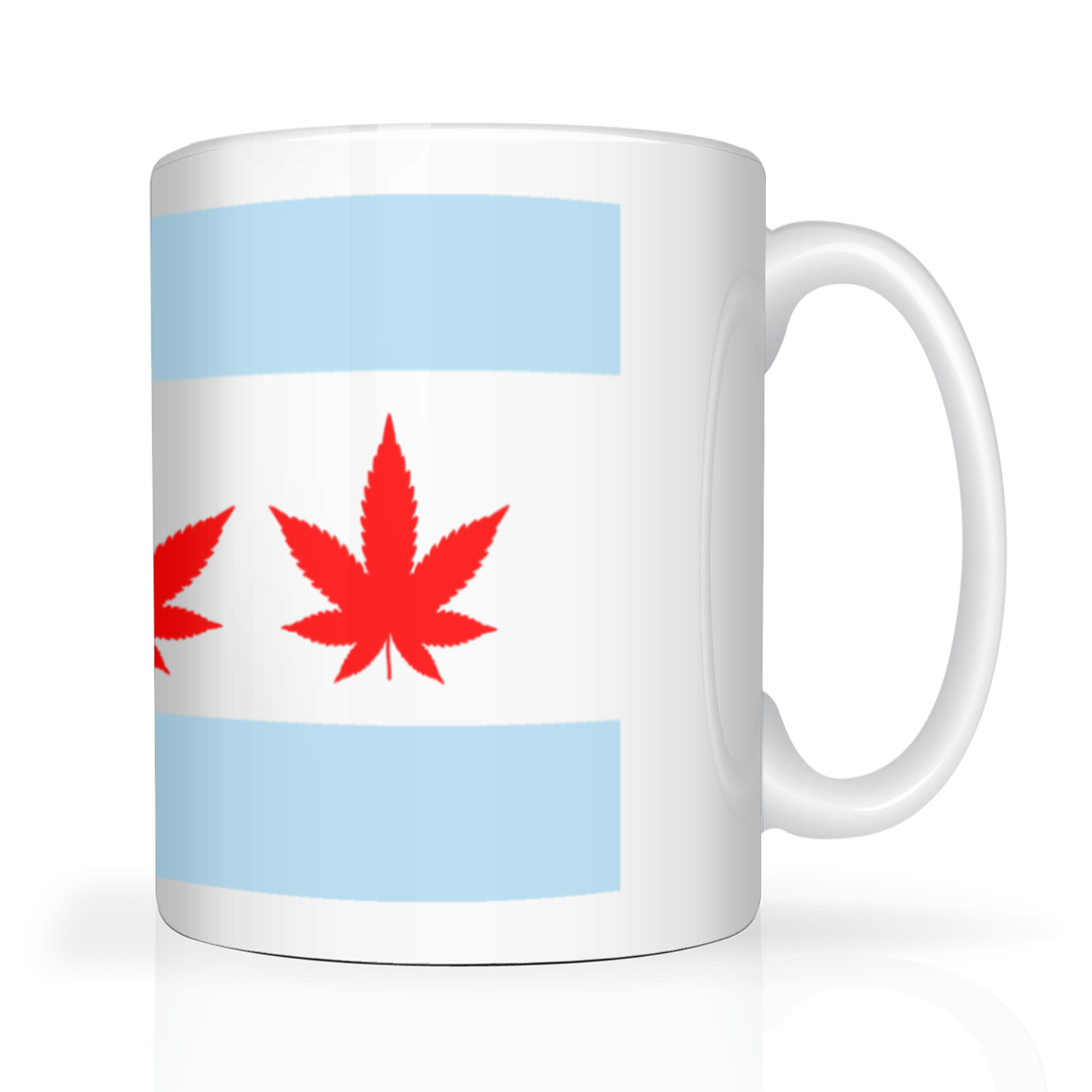 Chicago Flag Four Pot Leaf 2 Tone 15oz Mug