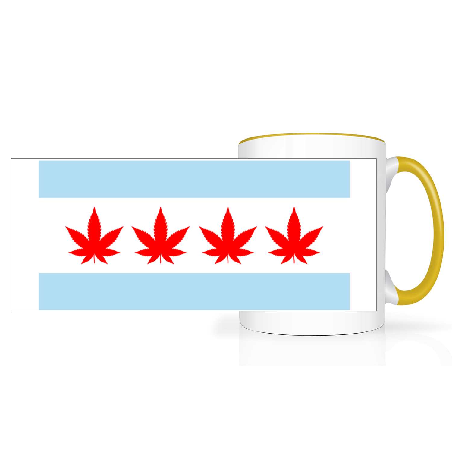 Chicago Flag Four Pot Leaf 2 Tone 15oz Mug