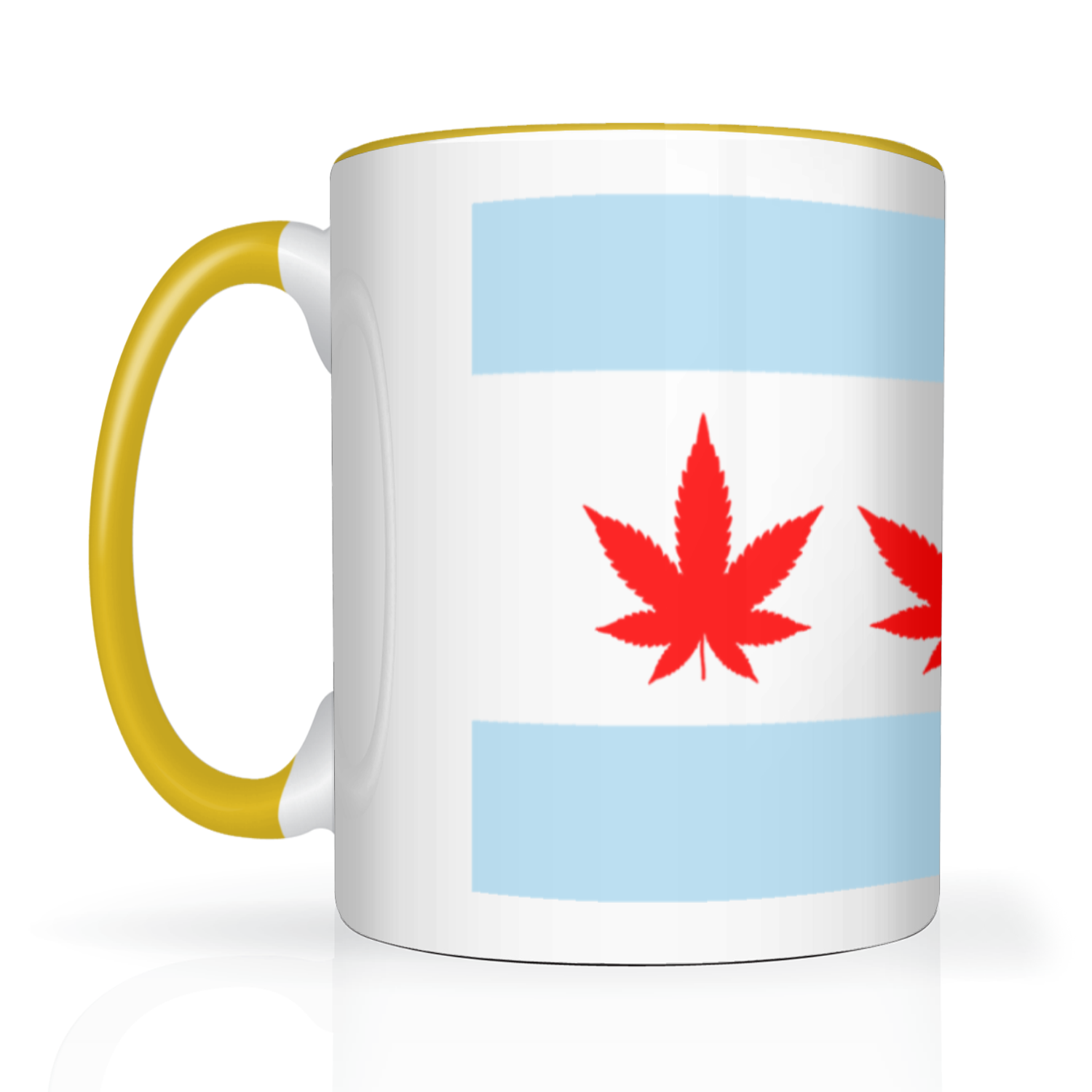 Chicago Flag Four Pot Leaf 2 Tone 15oz Mug
