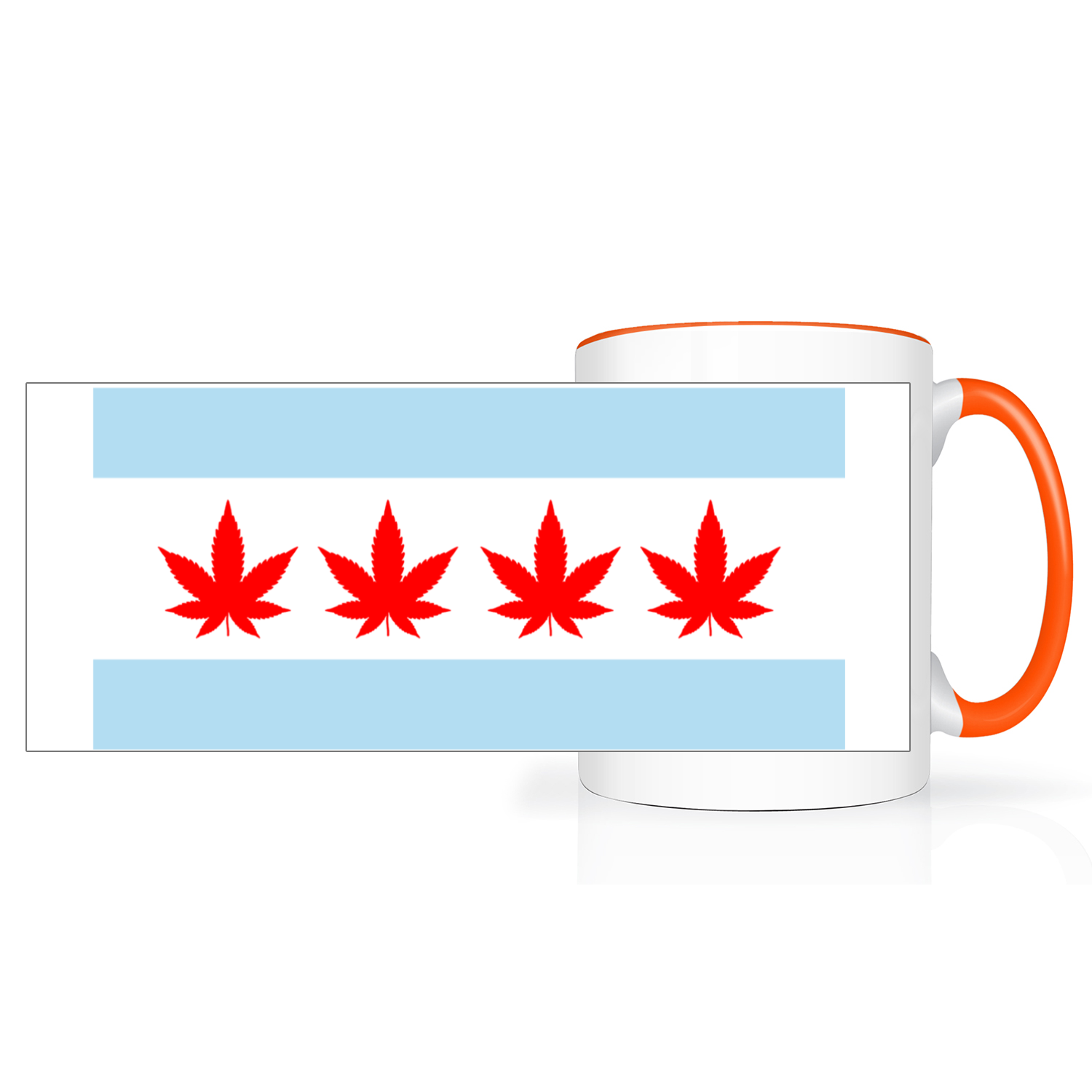 Chicago Flag Four Pot Leaf 2 Tone 15oz Mug