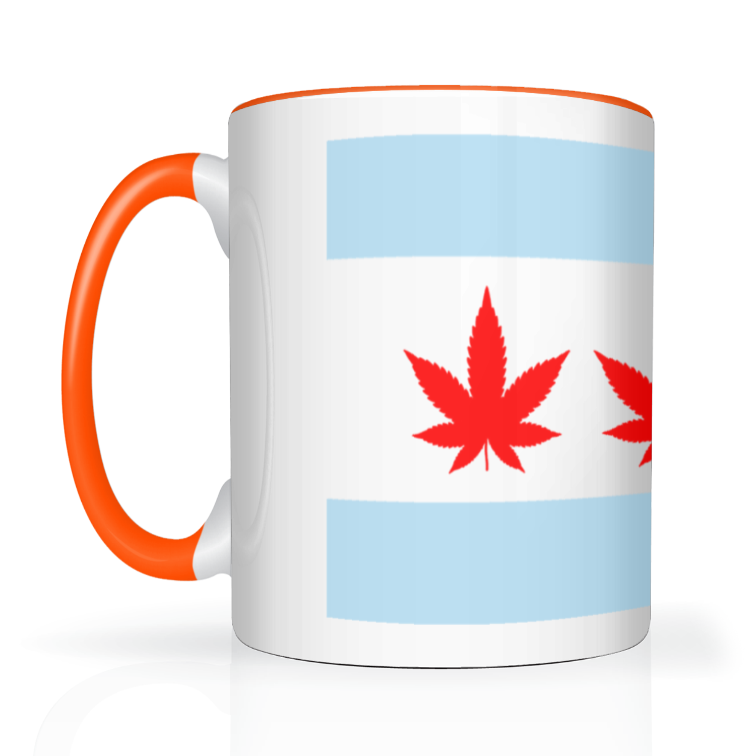 Chicago Flag Four Pot Leaf 2 Tone 15oz Mug