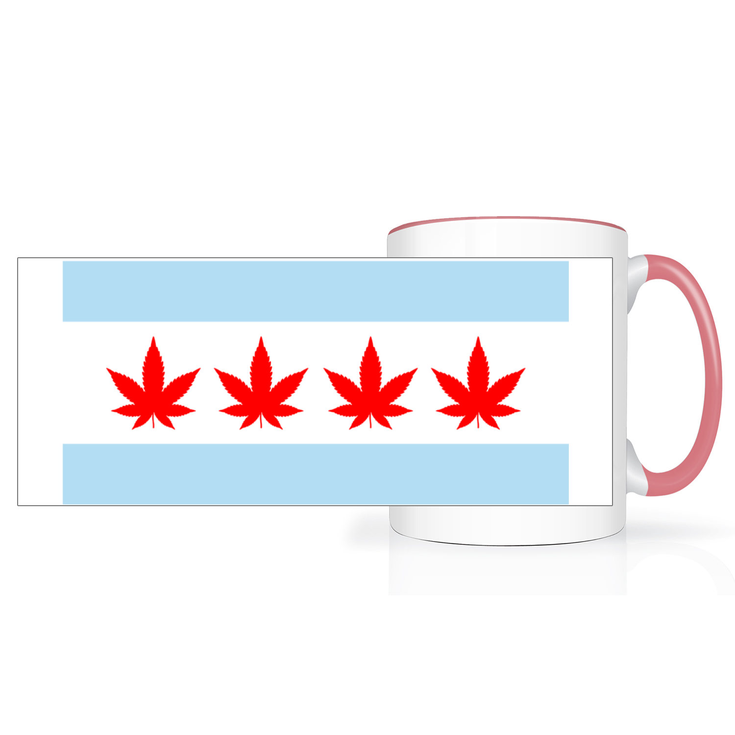 Chicago Flag Four Pot Leaf 2 Tone 15oz Mug