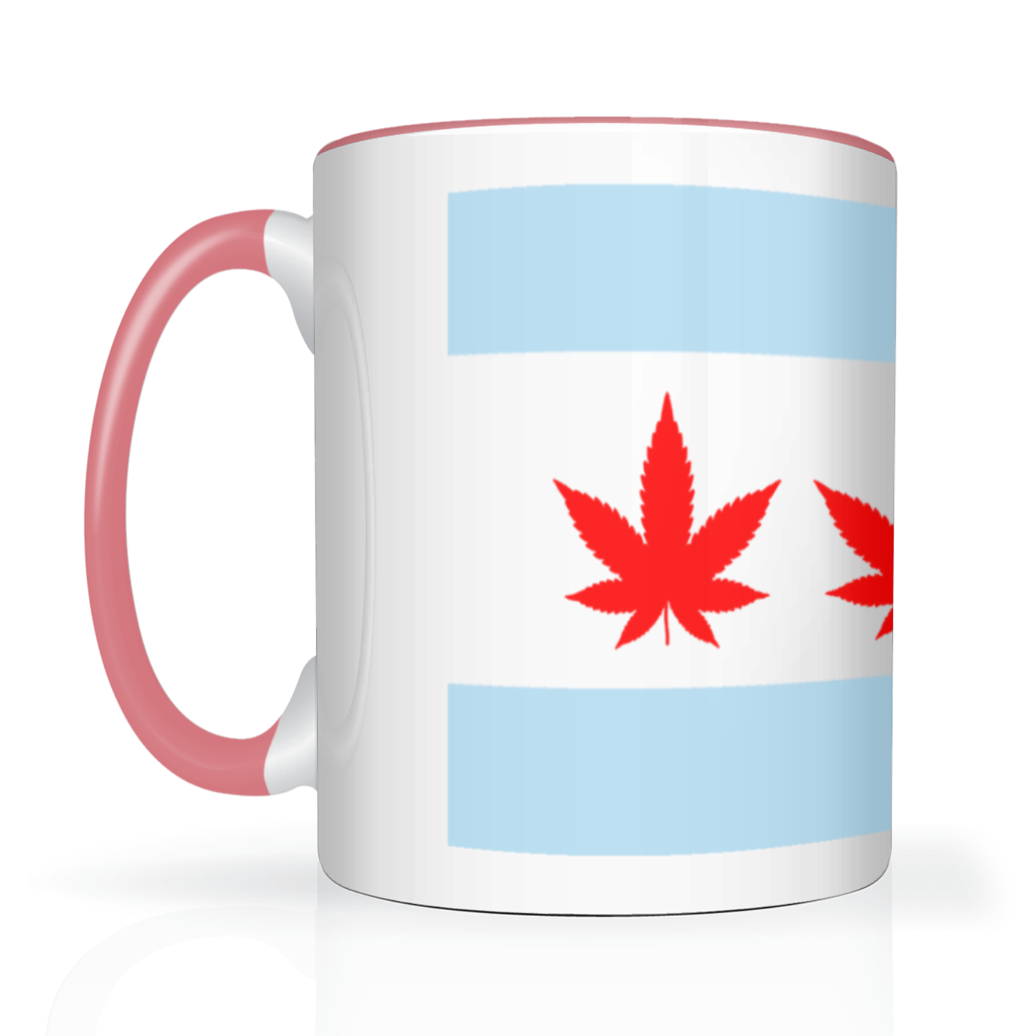 Chicago Flag Four Pot Leaf 2 Tone 15oz Mug