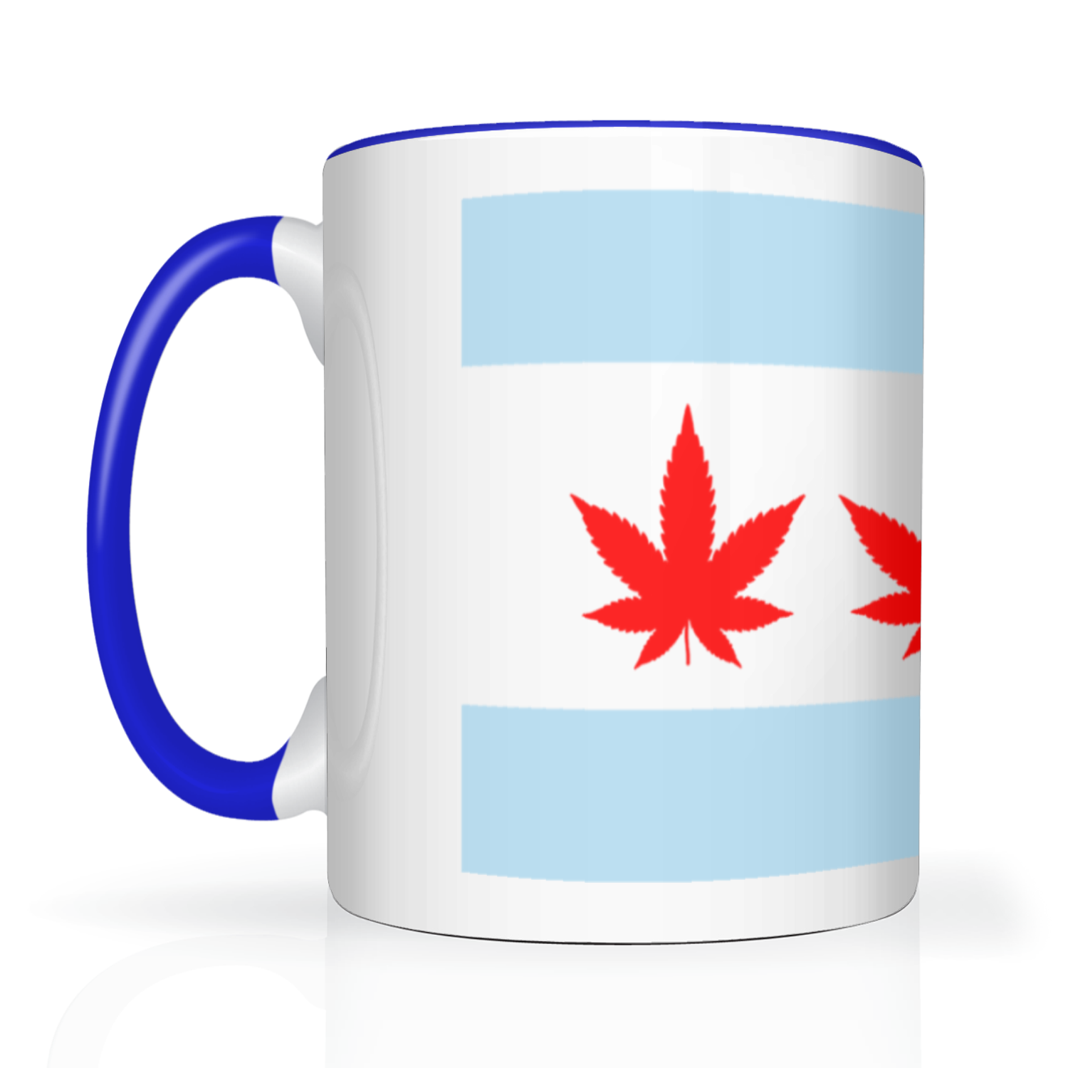 Chicago Flag Four Pot Leaf 2 Tone 15oz Mug