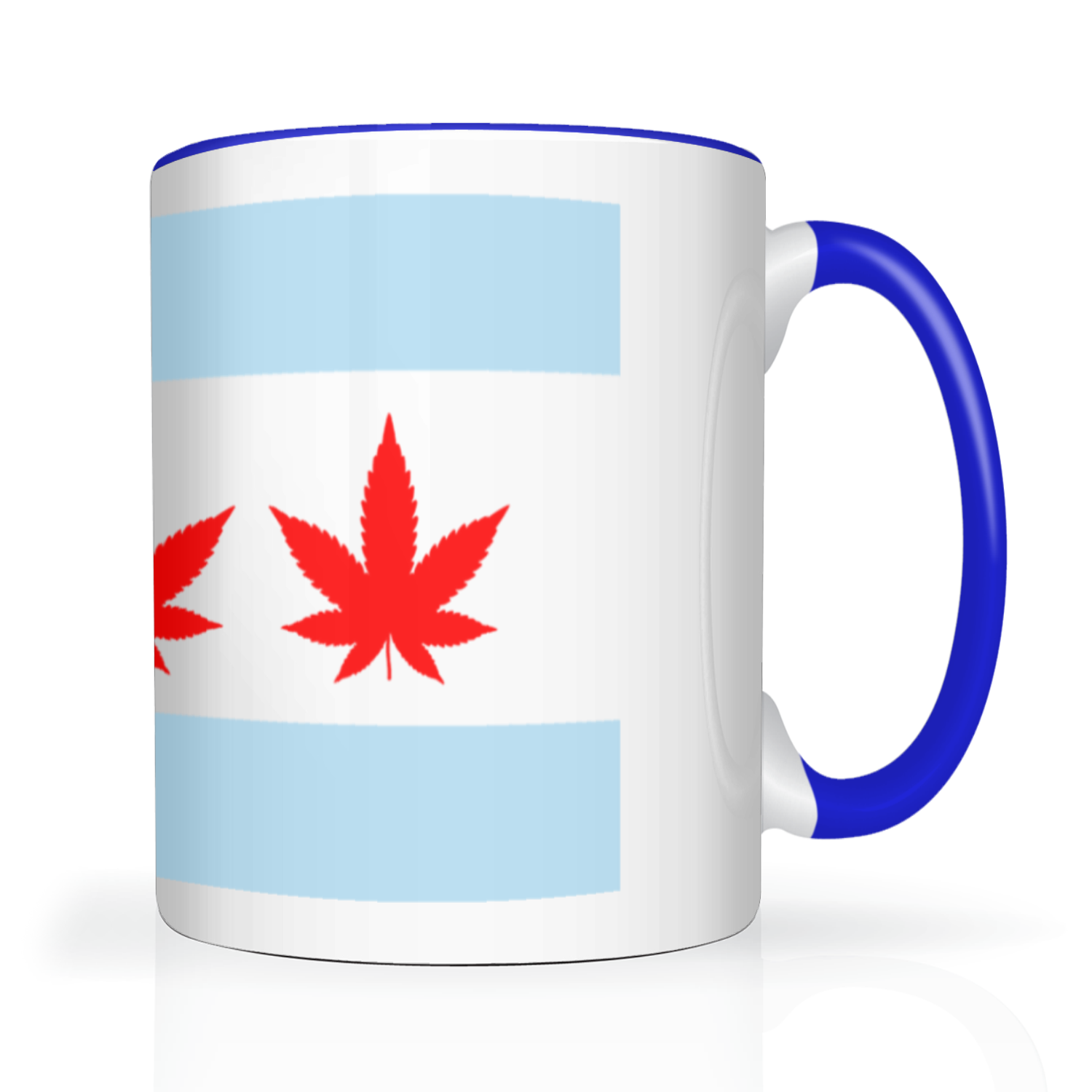 Chicago Flag Four Pot Leaf 2 Tone 15oz Mug