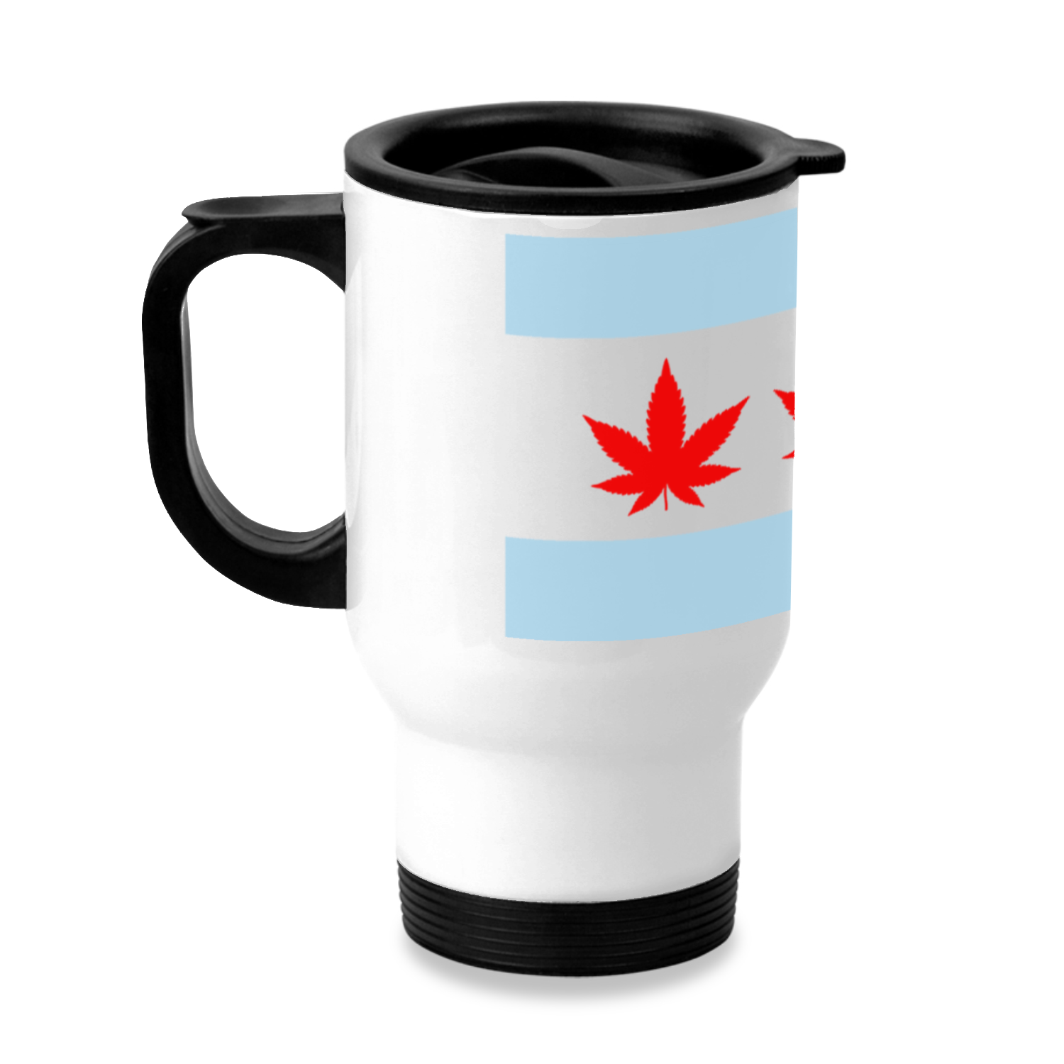 Chicago Flag Four Pot Leaf Stainless Steel Travel Mug