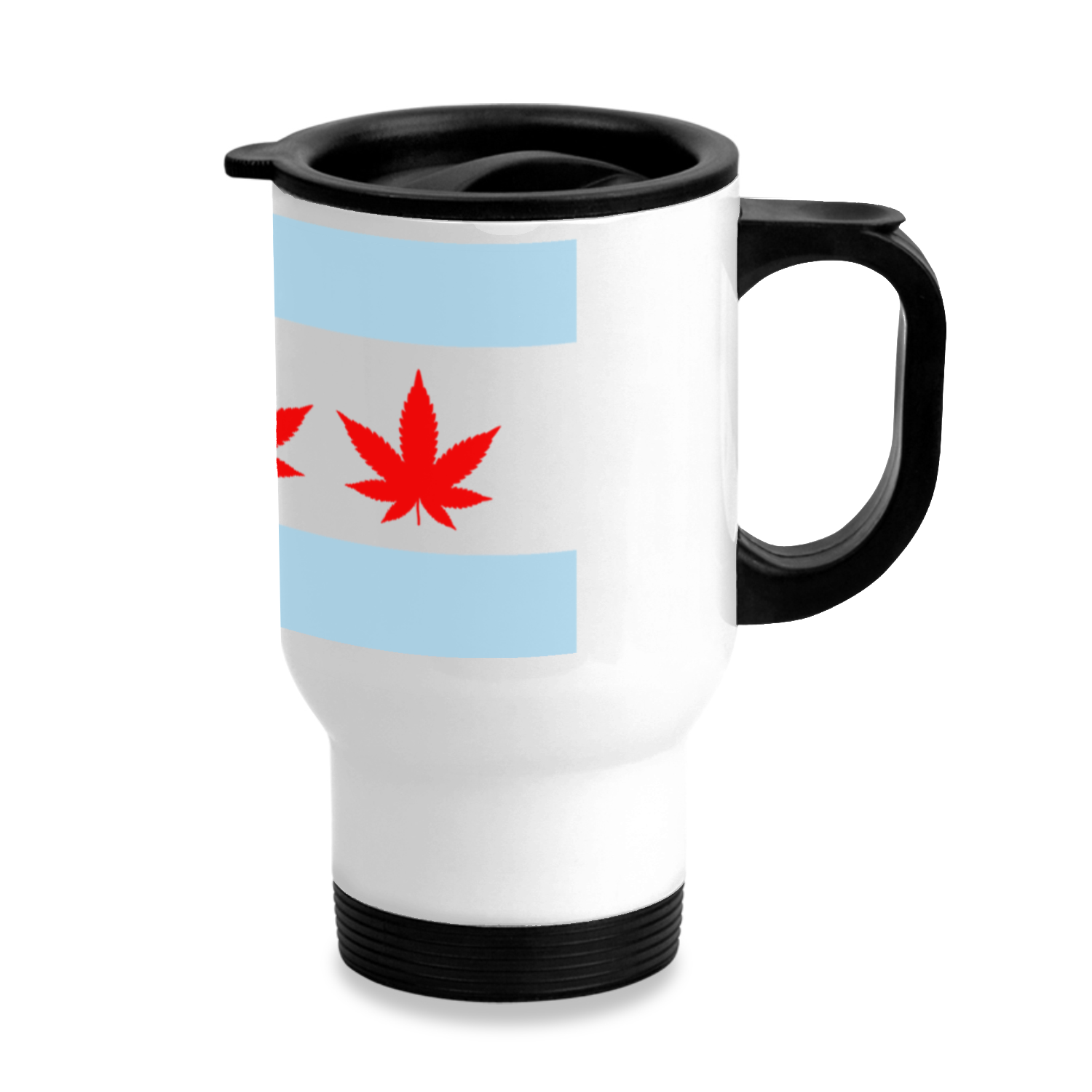 Chicago Flag Four Pot Leaf Stainless Steel Travel Mug