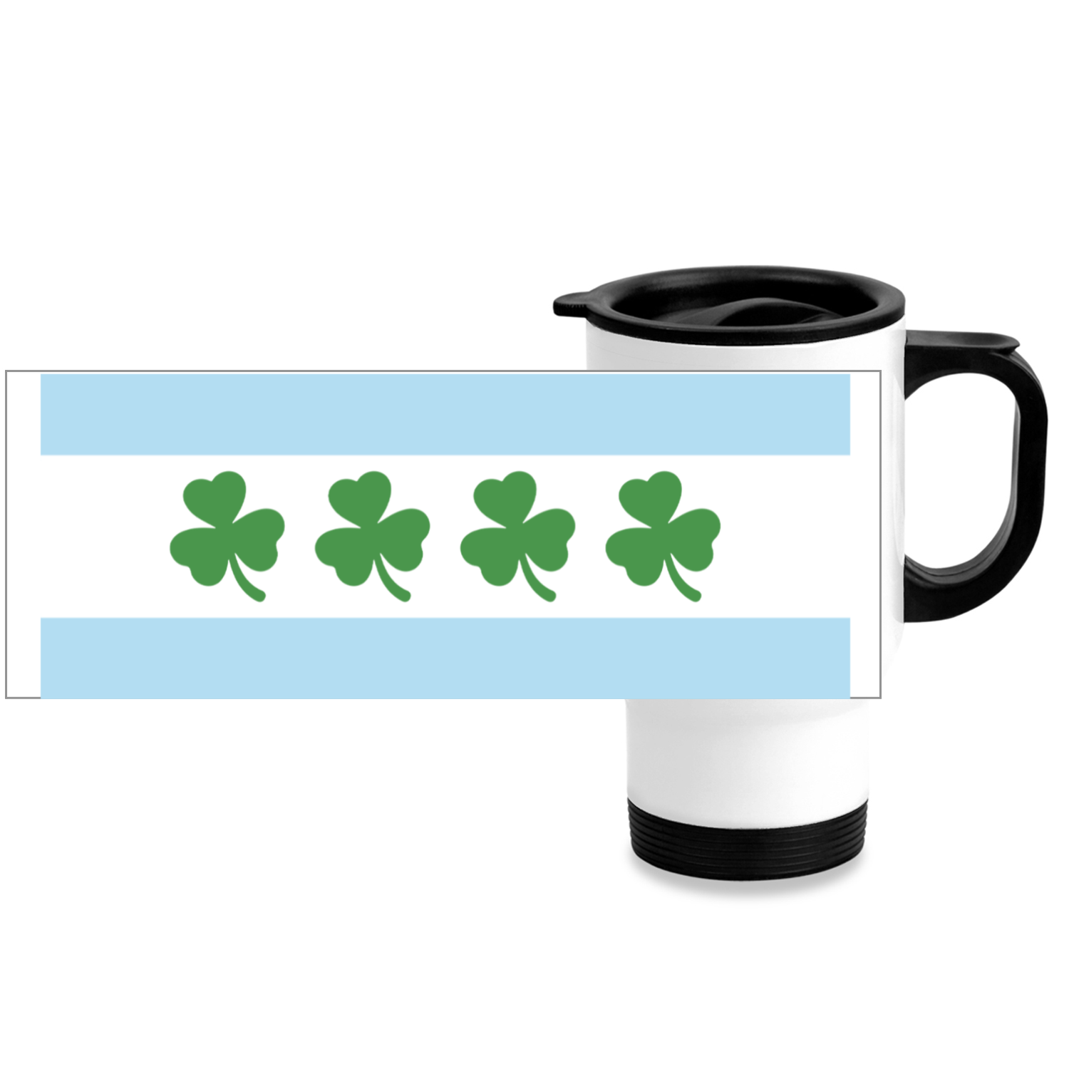 Chicago Flag Shamrock Stainless Steel Travel Mug
