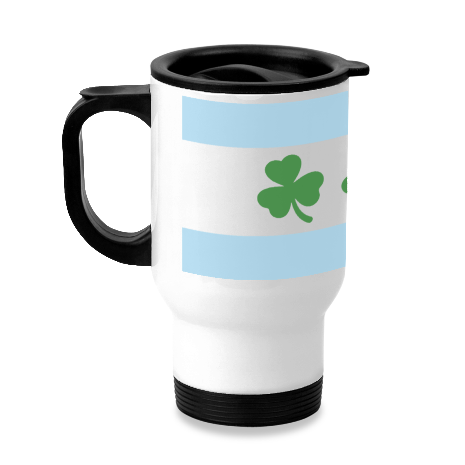 Chicago Flag Shamrock Stainless Steel Travel Mug