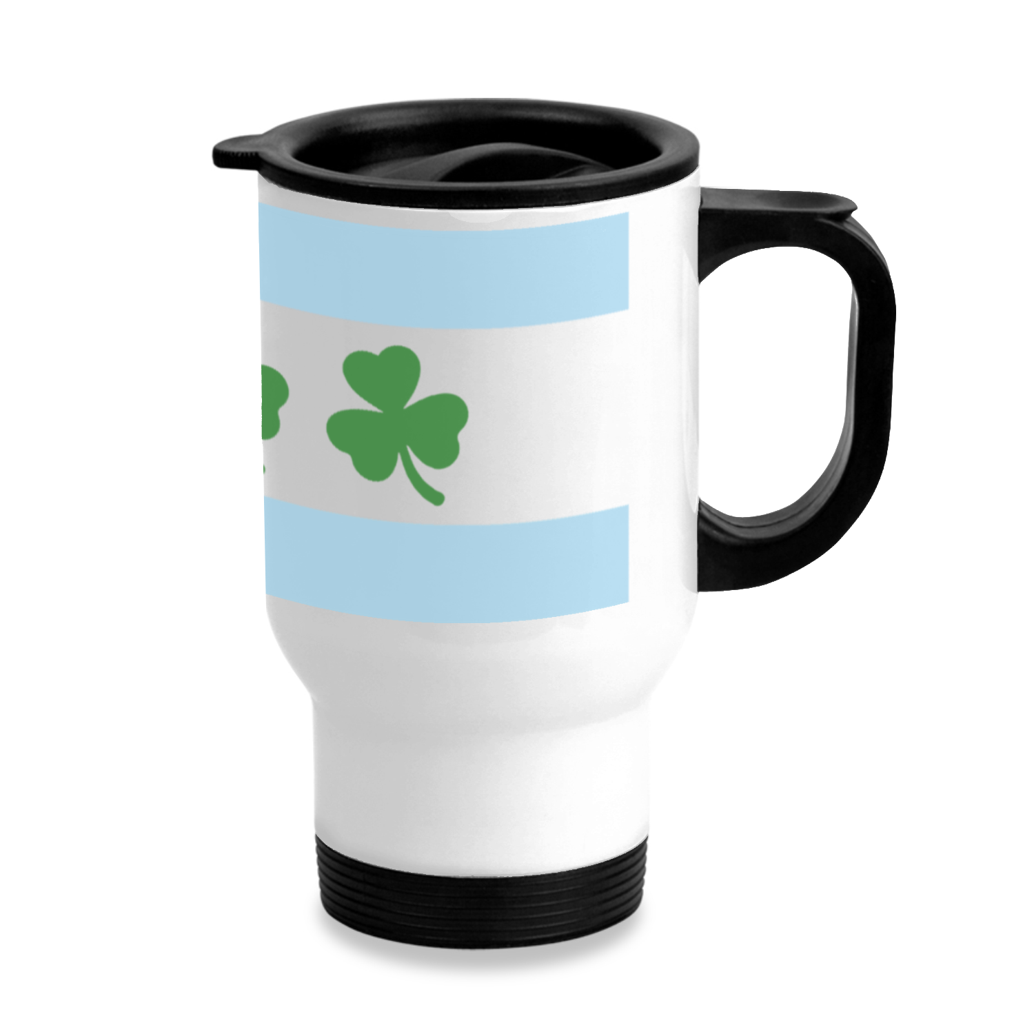 Chicago Flag Shamrock Stainless Steel Travel Mug