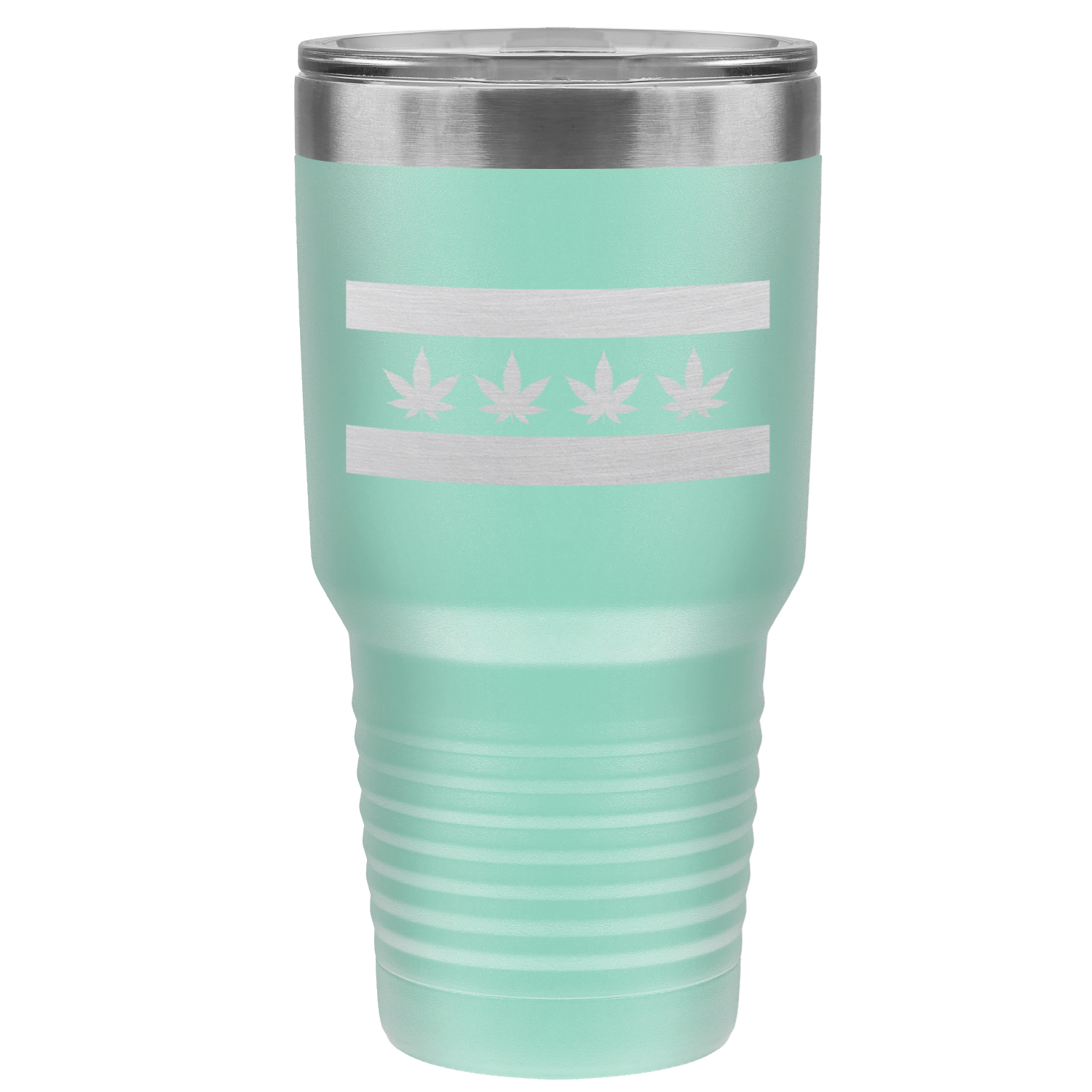 Chicago Flag Four Pot Leaf 30oz Lazer Tumbler