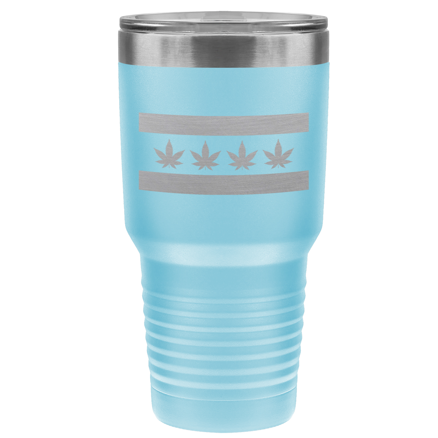 Chicago Flag Four Pot Leaf 30oz Lazer Tumbler