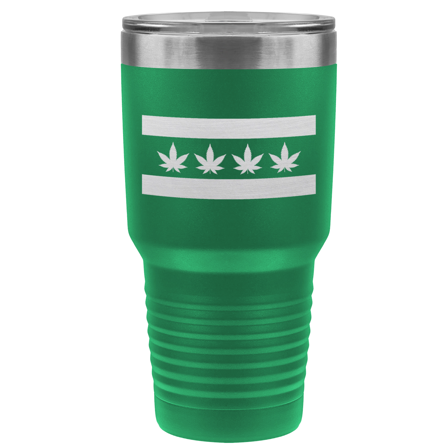 Chicago Flag Four Pot Leaf 30oz Lazer Tumbler