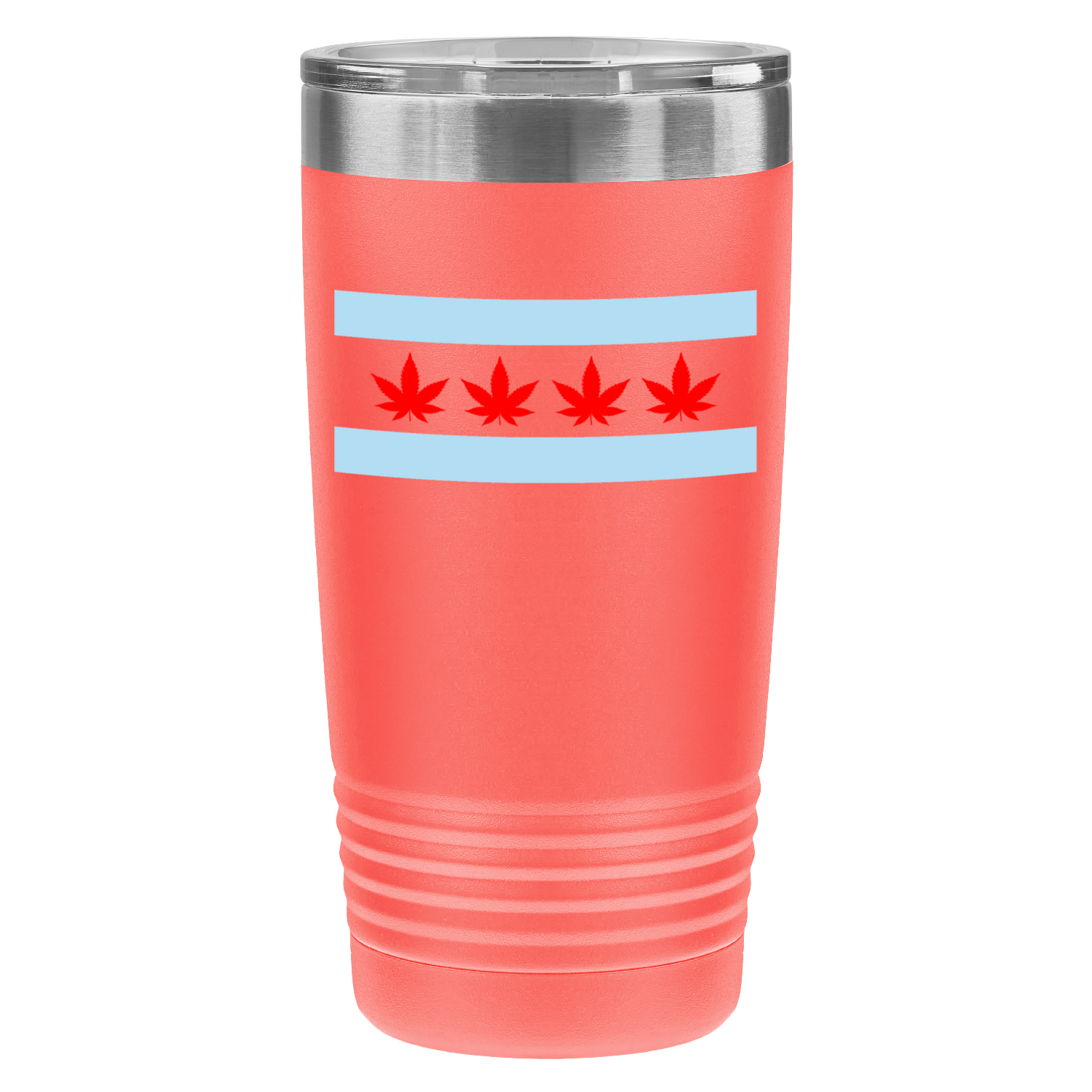 Chicago Flag Four Pot Leaf 20oz UV Tumbler