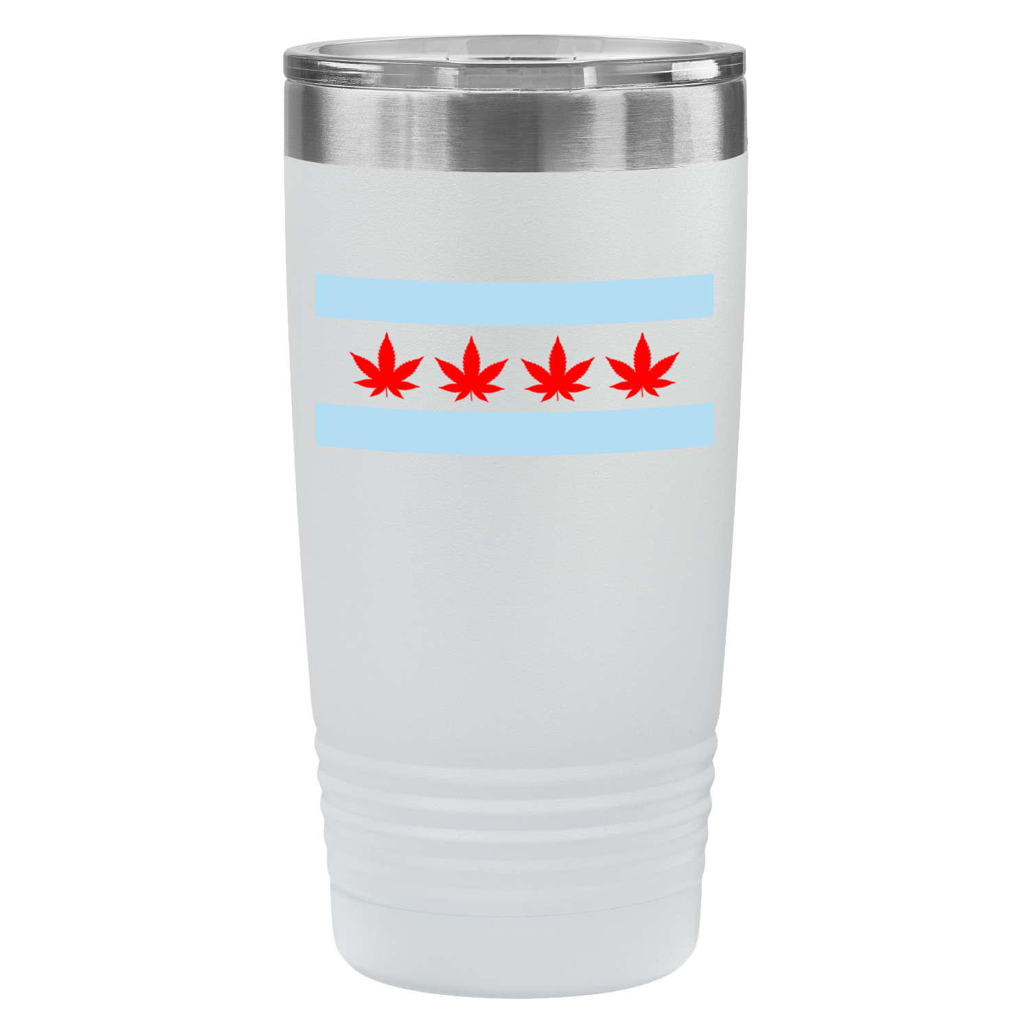 Chicago Flag Four Pot Leaf 20oz UV Tumbler