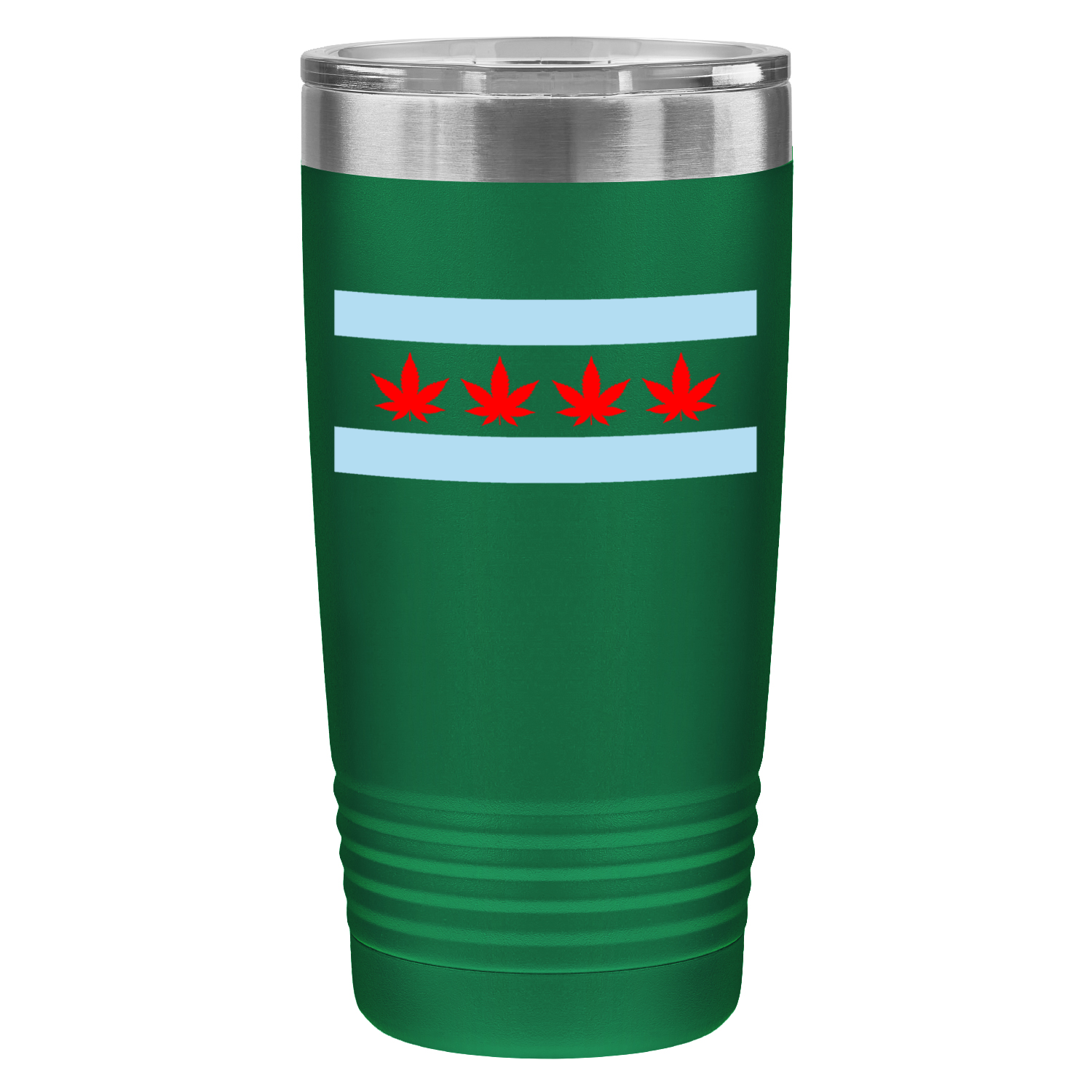 Chicago Flag Four Pot Leaf 20oz UV Tumbler