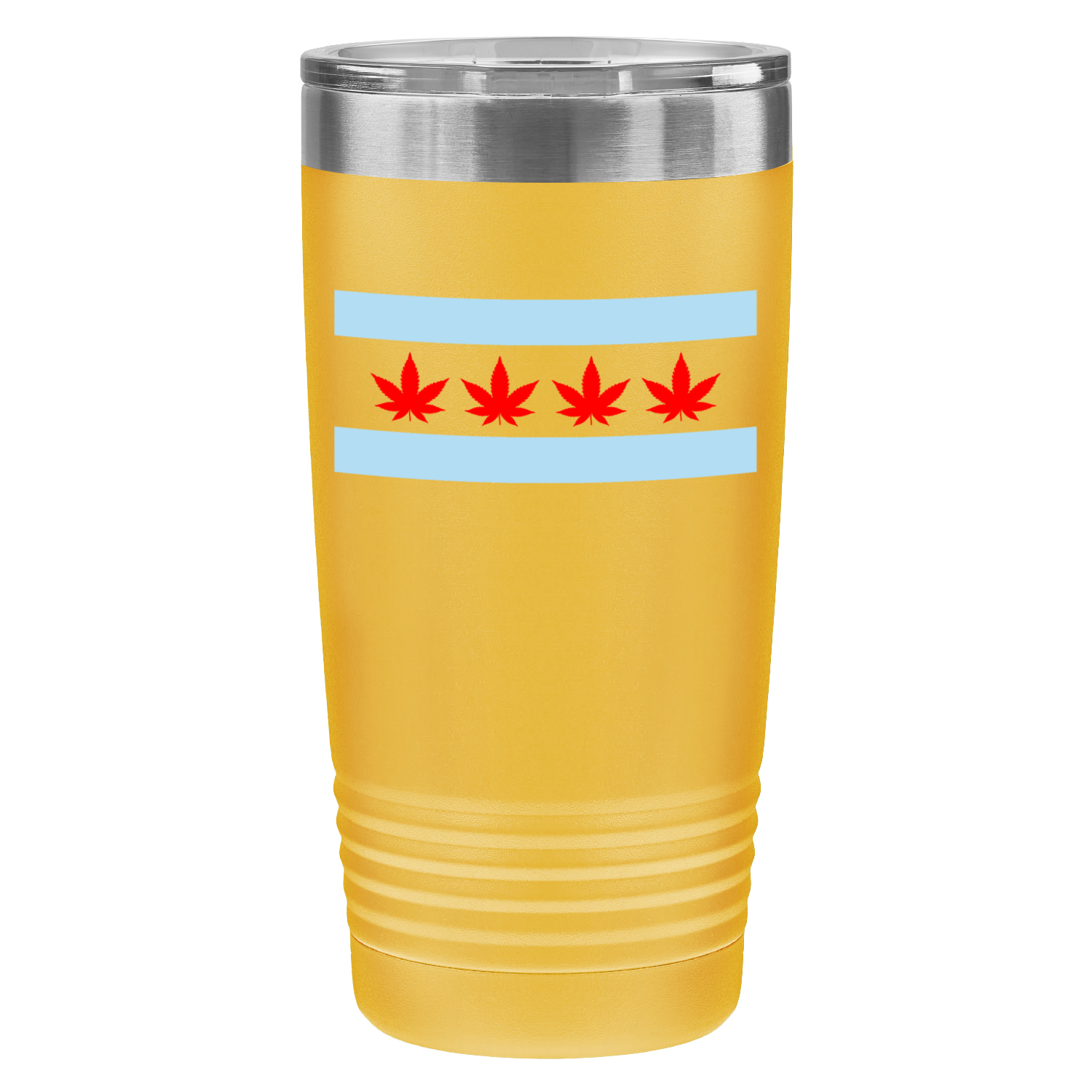 Chicago Flag Four Pot Leaf 20oz UV Tumbler