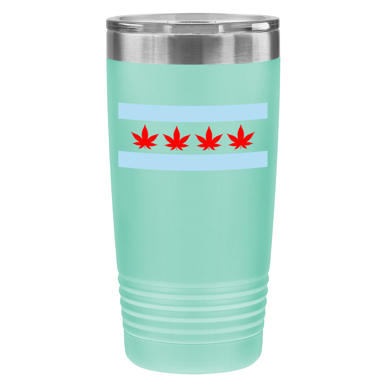 Chicago Flag Four Pot Leaf 20oz UV Tumbler