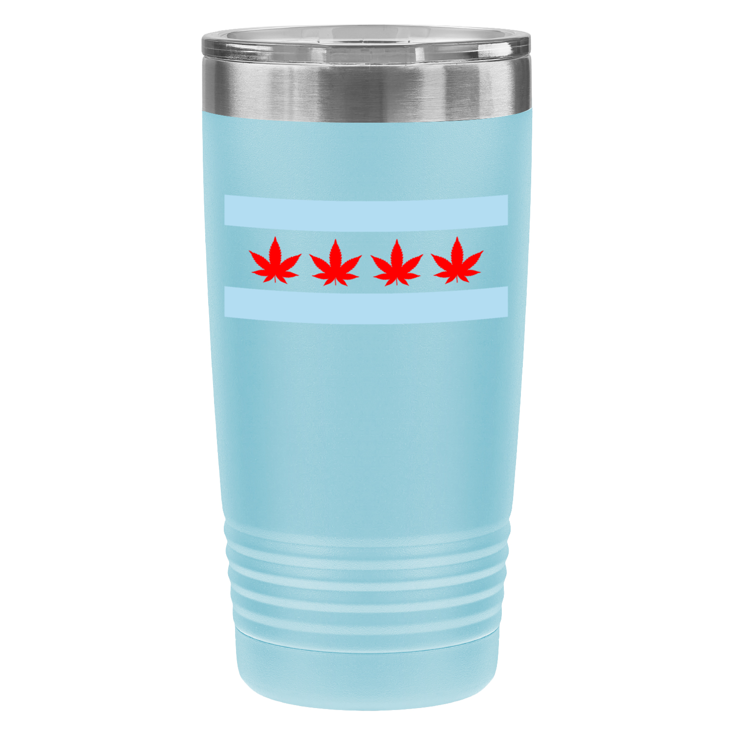 Chicago Flag Four Pot Leaf 20oz UV Tumbler